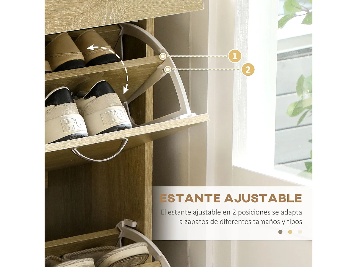 Mueble zapatero roble 80x30x91.5 cm HOMCOM