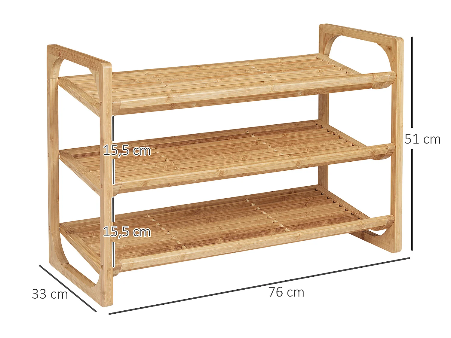 Zapatero madera natural 76x33x51 cm HOMCOM