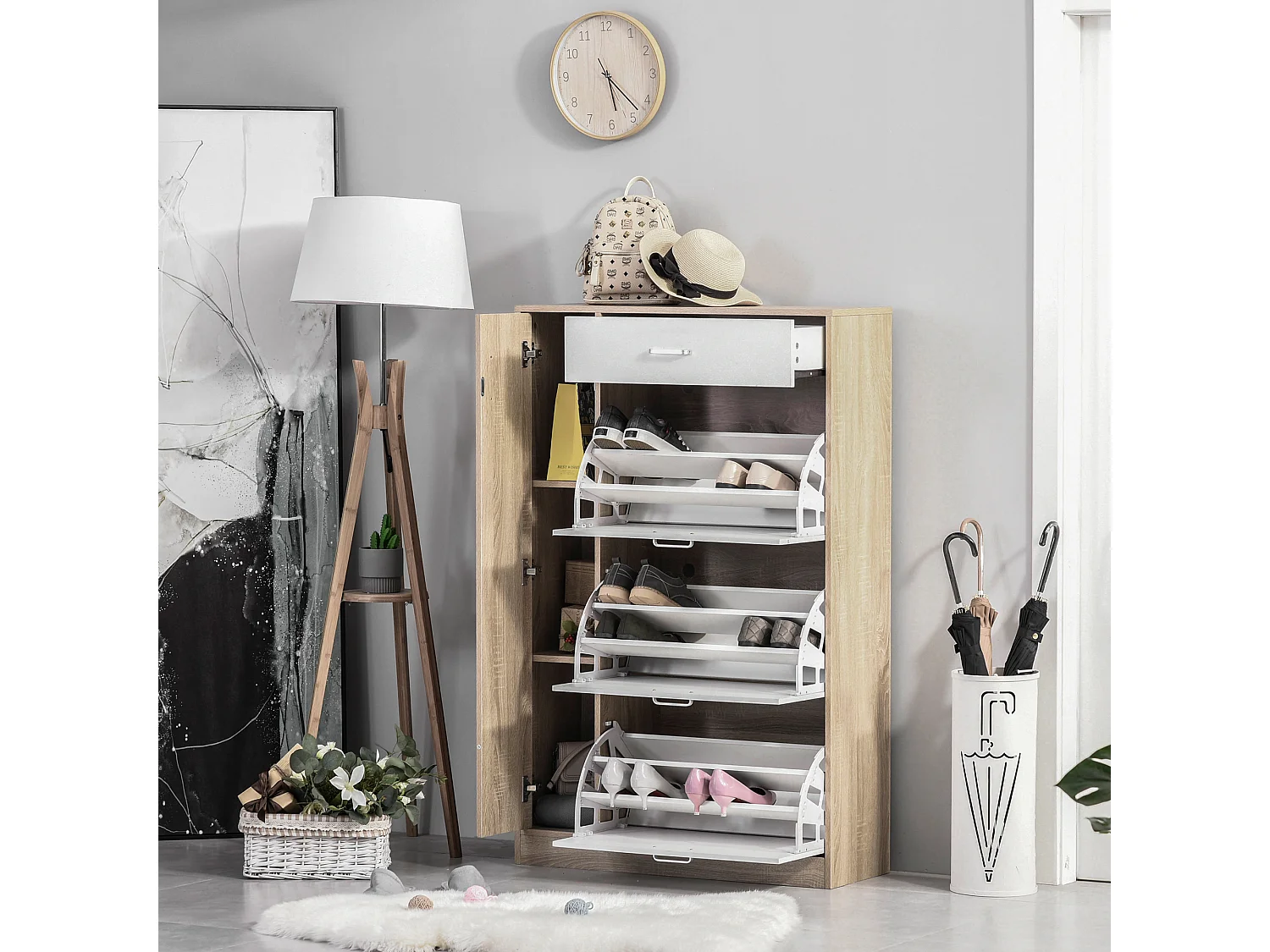 Zapatero madera natural 84x30x132cm HOMCOM