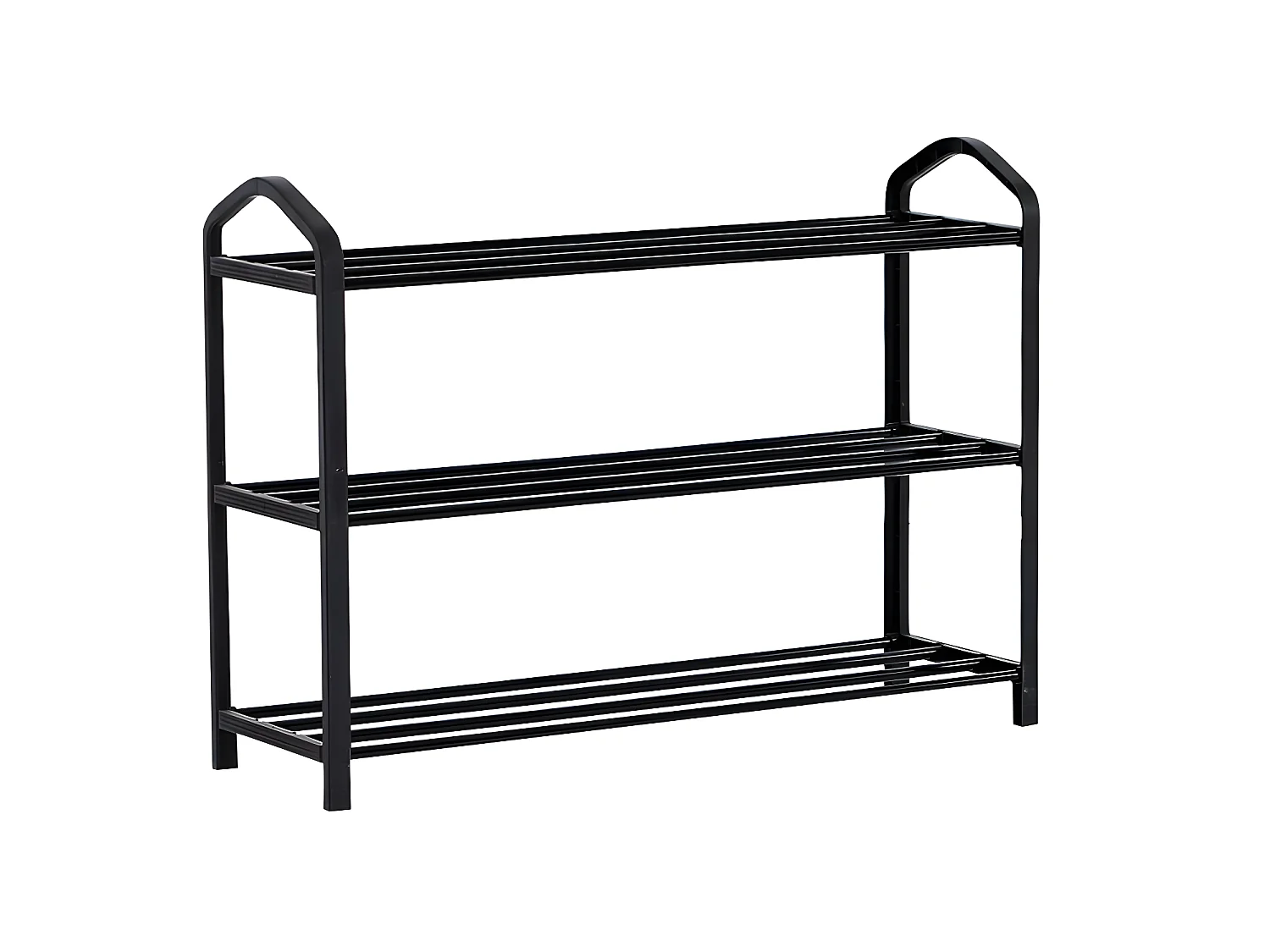 Scarpiera 3 ripiani Zip Nero 62,5x19x44cm 7house