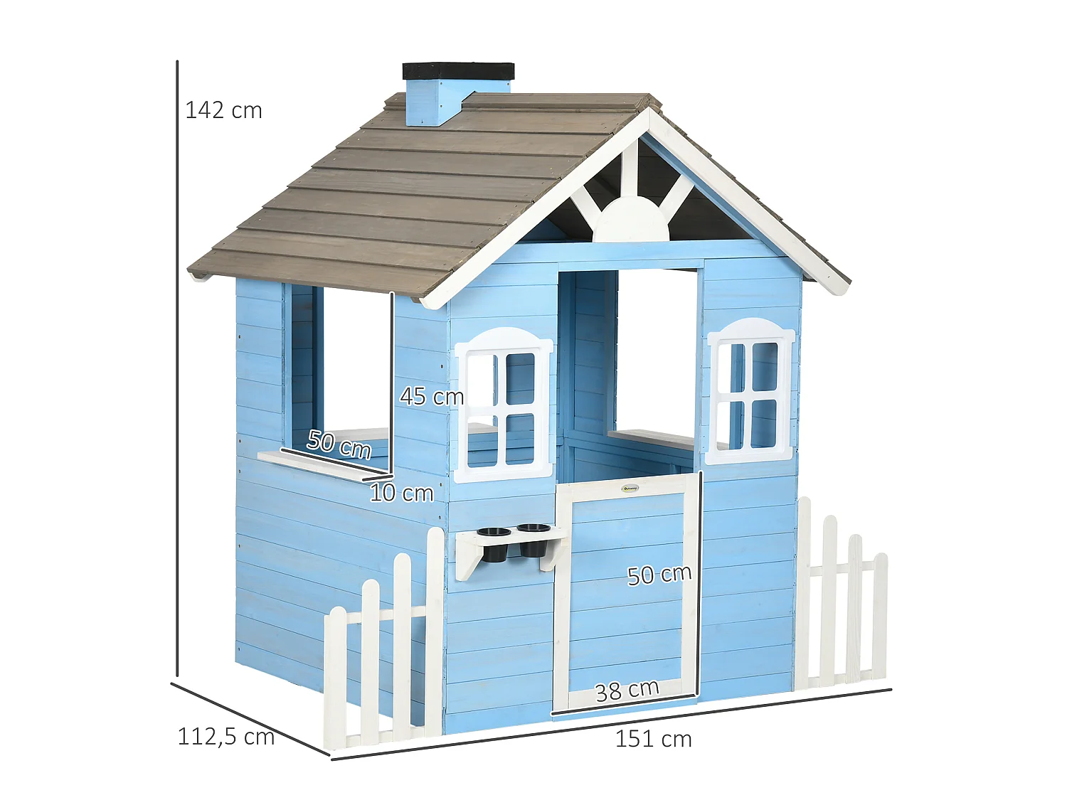 Casita infantil exterior azul 151x112.5x142 cm Outsunny