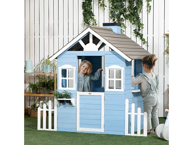 Casita infantil exterior azul 151x112.5x142 cm Outsunny