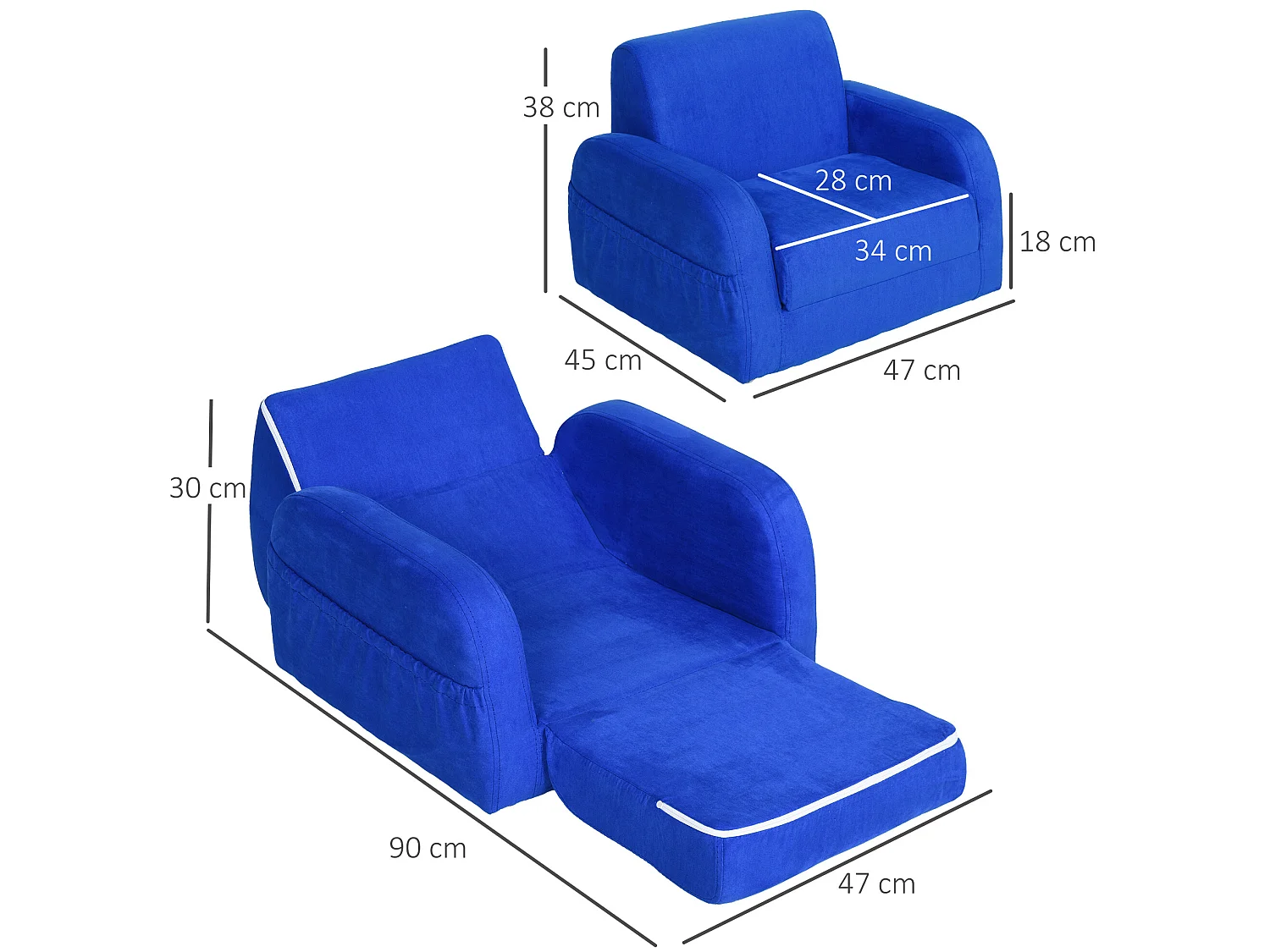 Sillón para niños azul 47x45x38 cm HOMCOM