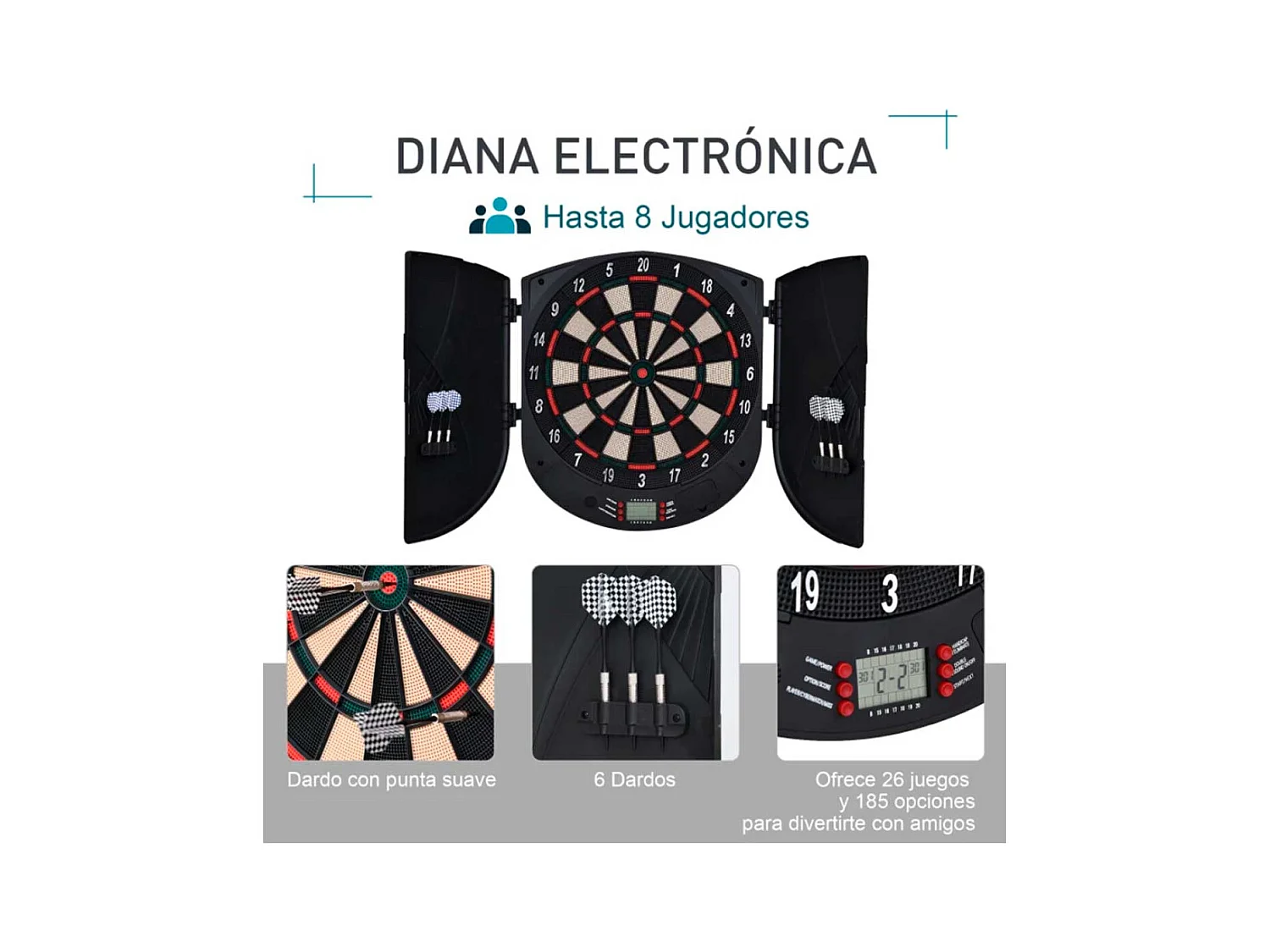Diana electrónica negro 44x4,4x50 cm HOMCOM