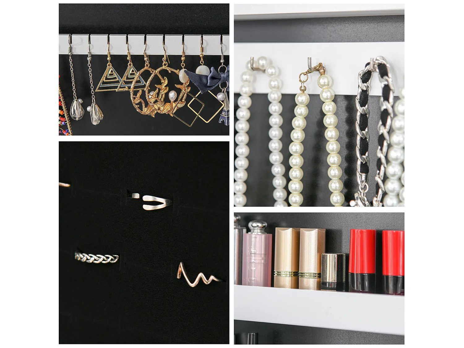 Joyero de pie con espejo blanco 36x30x136 cm HOMCOM