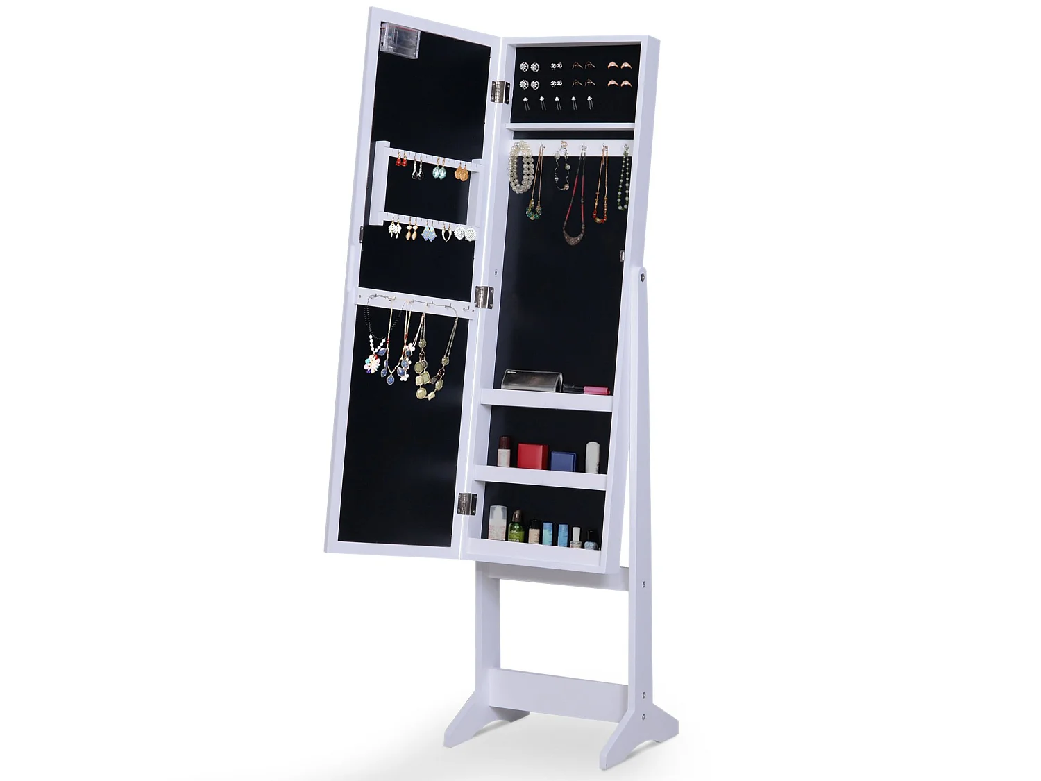 Joyero de pie con espejo blanco 36x30x136 cm HOMCOM