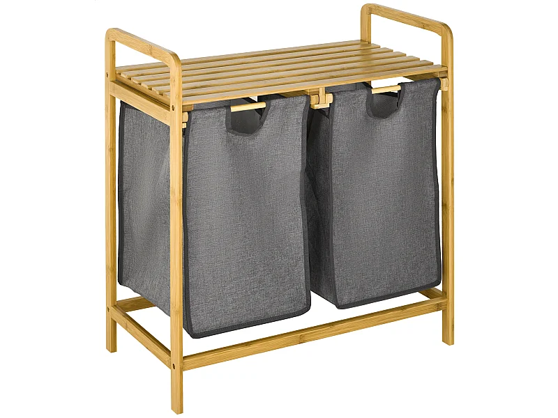 Cesto de ropa madera natural 63.5x33x73 cm HOMCOM