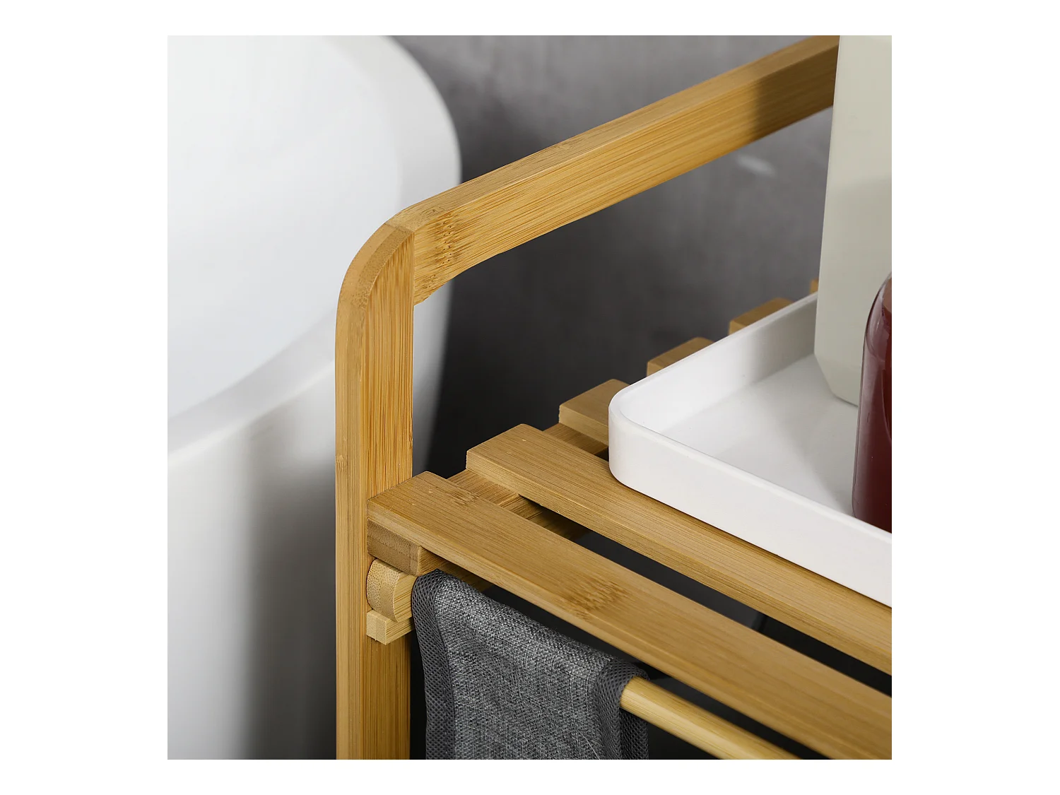 Cesto de ropa madera natural 63.5x33x73 cm HOMCOM