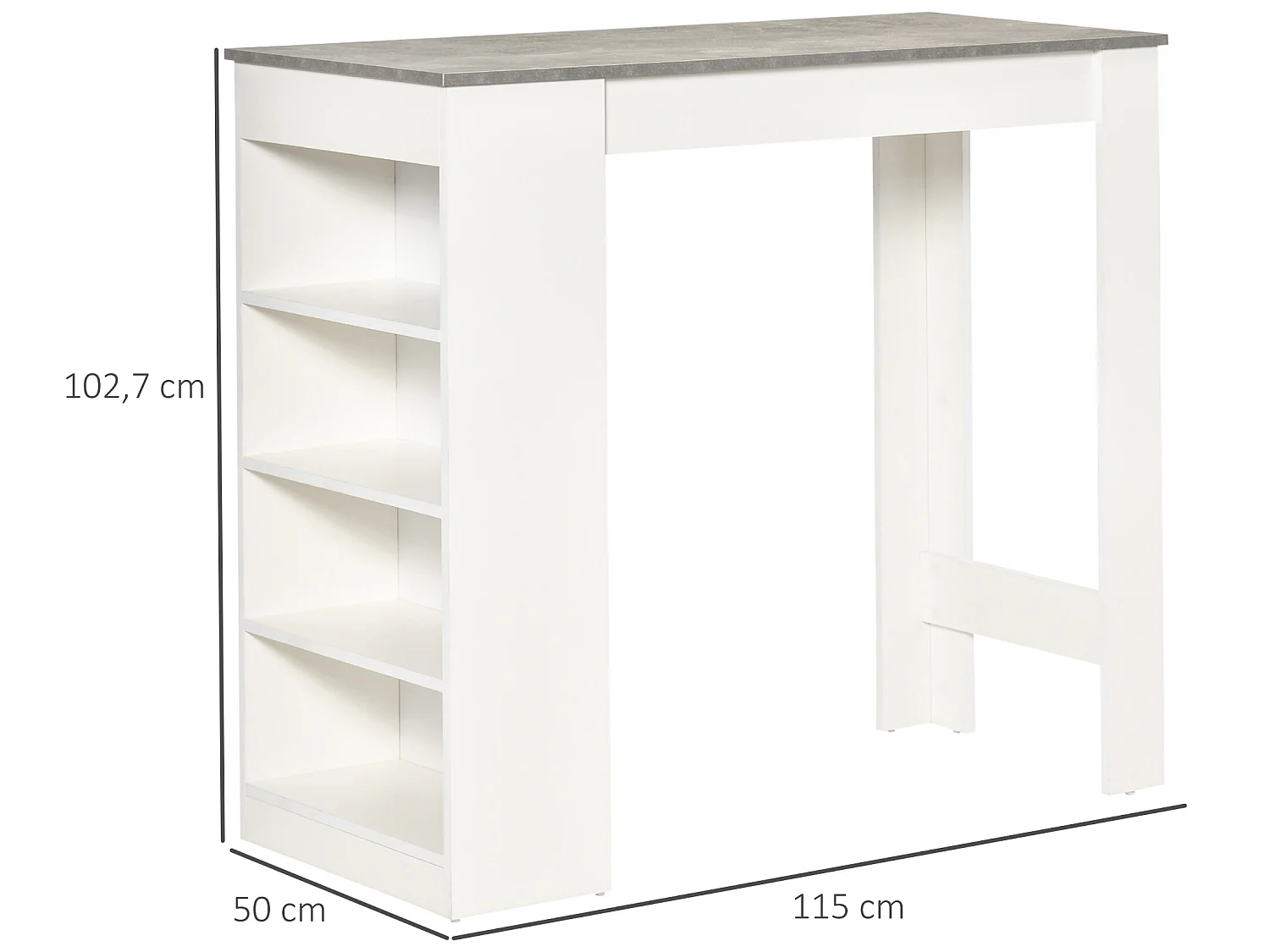 Mesa de bar blanco y gris 115x50x102.7 cm HOMCOM