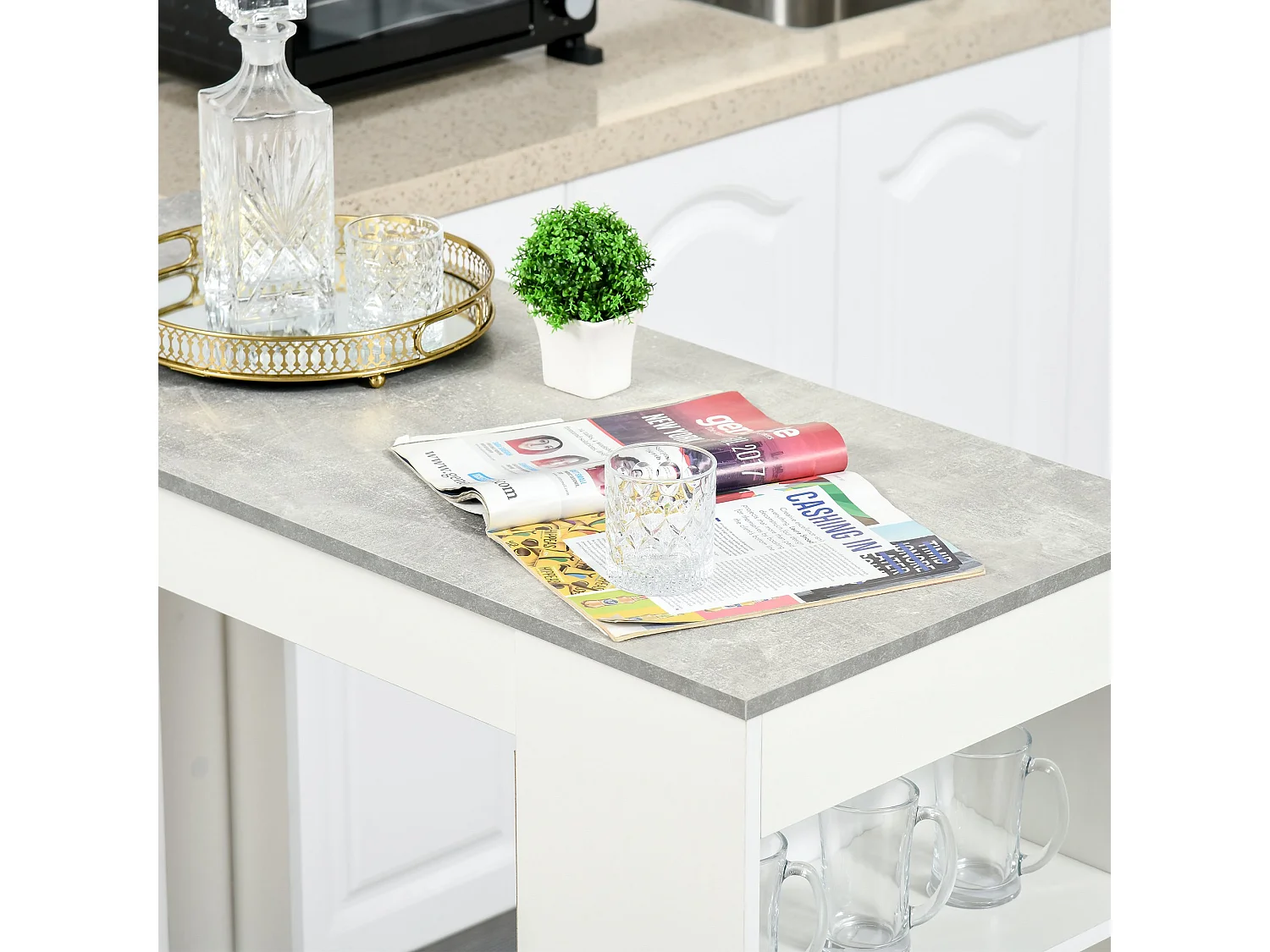 Mesa de bar blanco y gris 115x50x102.7 cm HOMCOM