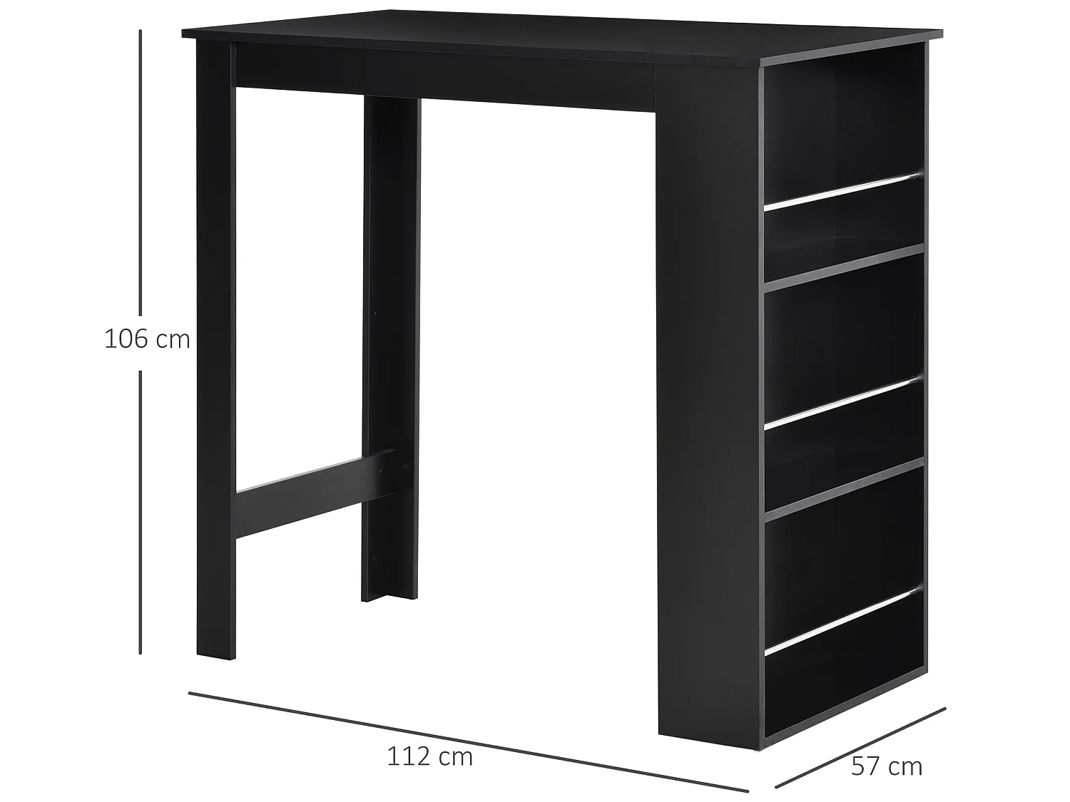 Mesa de bar negro 112x57x106 cm HOMCOM