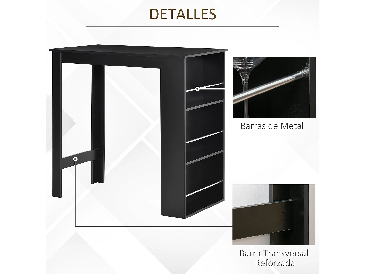 Mesa de bar negro 112x57x106 cm HOMCOM