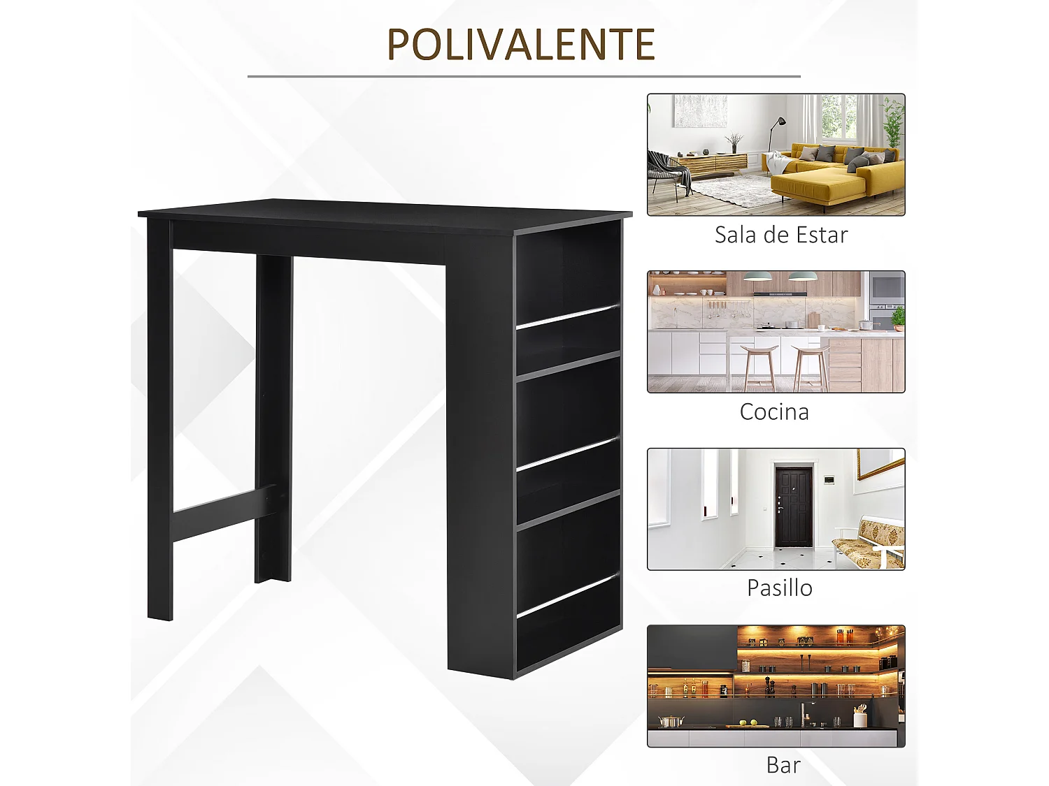 Mesa de bar negro 112x57x106 cm HOMCOM