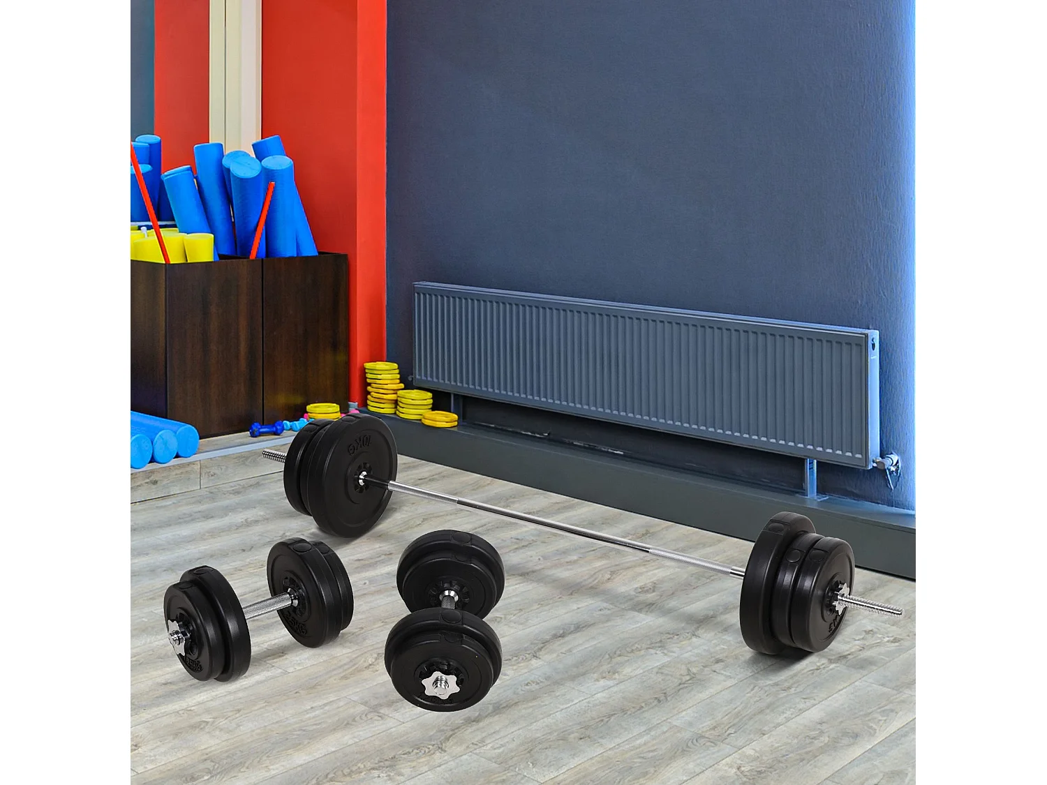 Juego de pesas con mancuernas negro ø25x35 cm HOMCOM