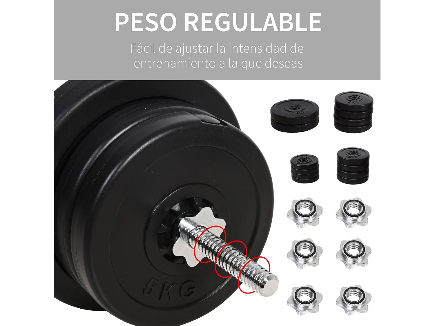 Juego de pesas con mancuernas negro ø25x35 cm HOMCOM