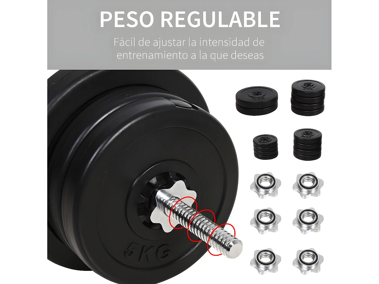 Juego de pesas con mancuernas negro ø25x35 cm HOMCOM