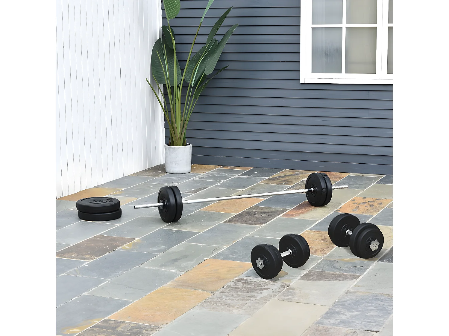 Juego de pesas con mancuernas negro ø25x35 cm HOMCOM