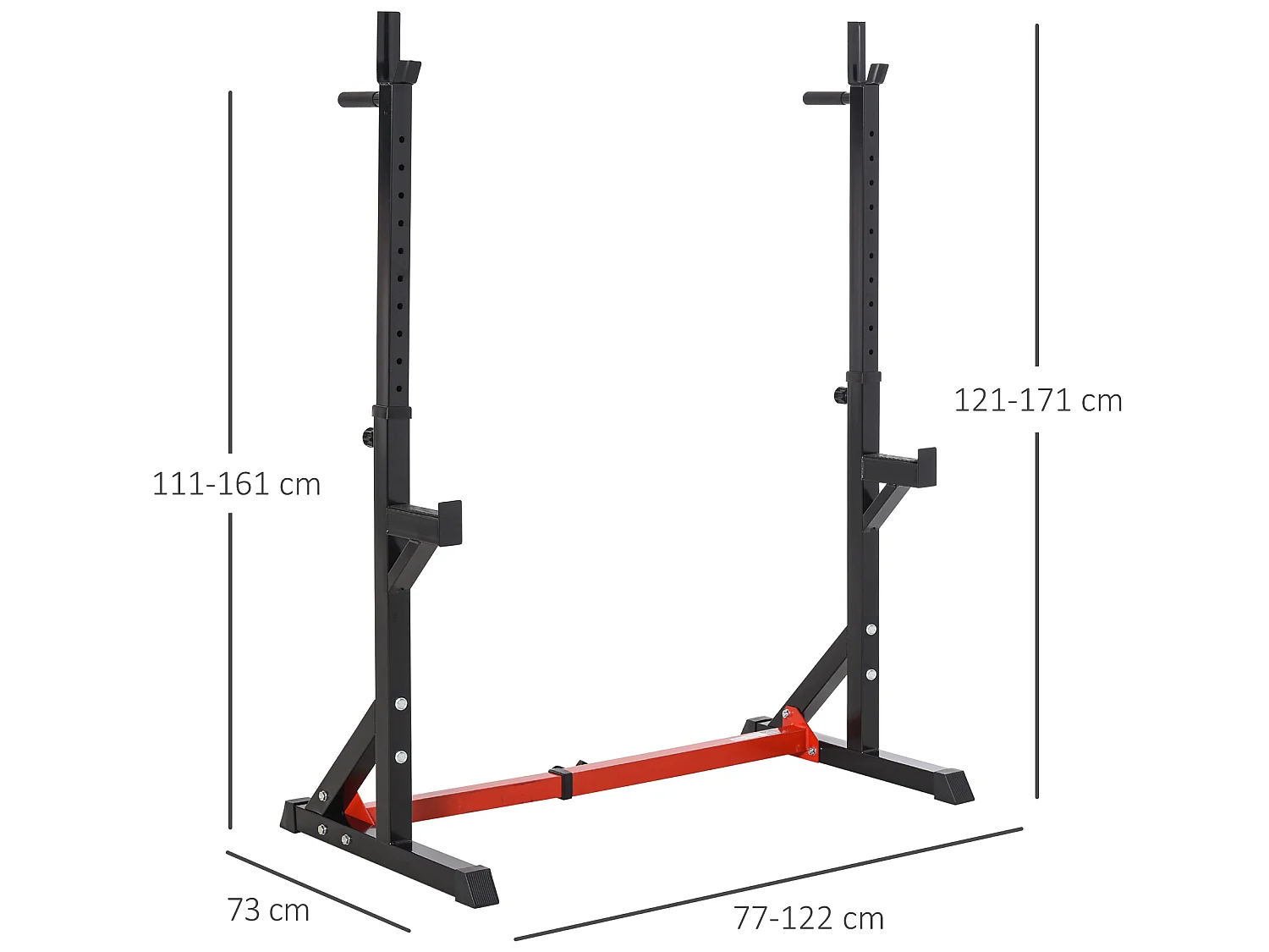 Soporte para barra pesas negro y rojo 122x73x161 cm HOMCOM