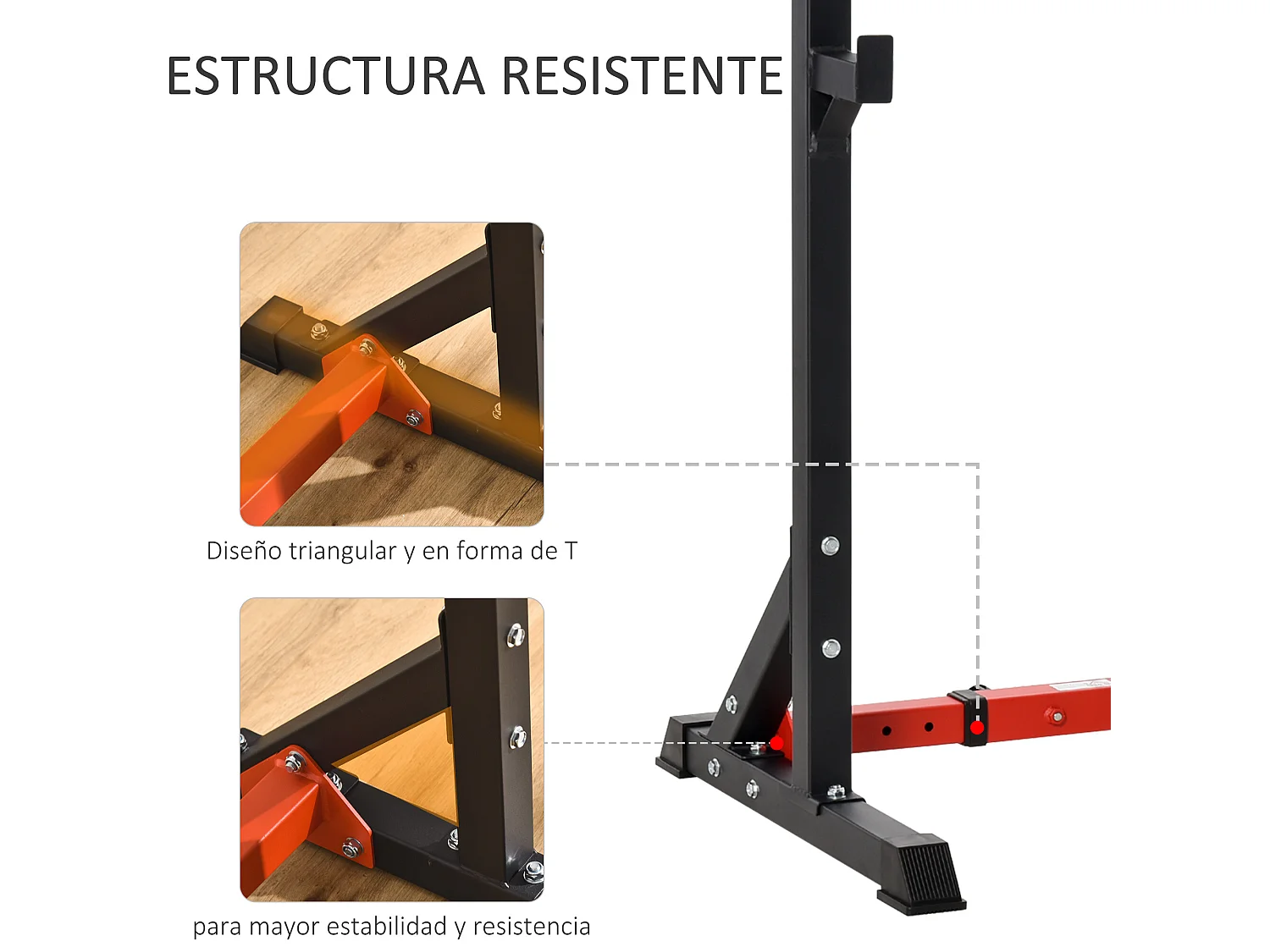 Soporte para barra pesas negro y rojo 122x73x161 cm HOMCOM