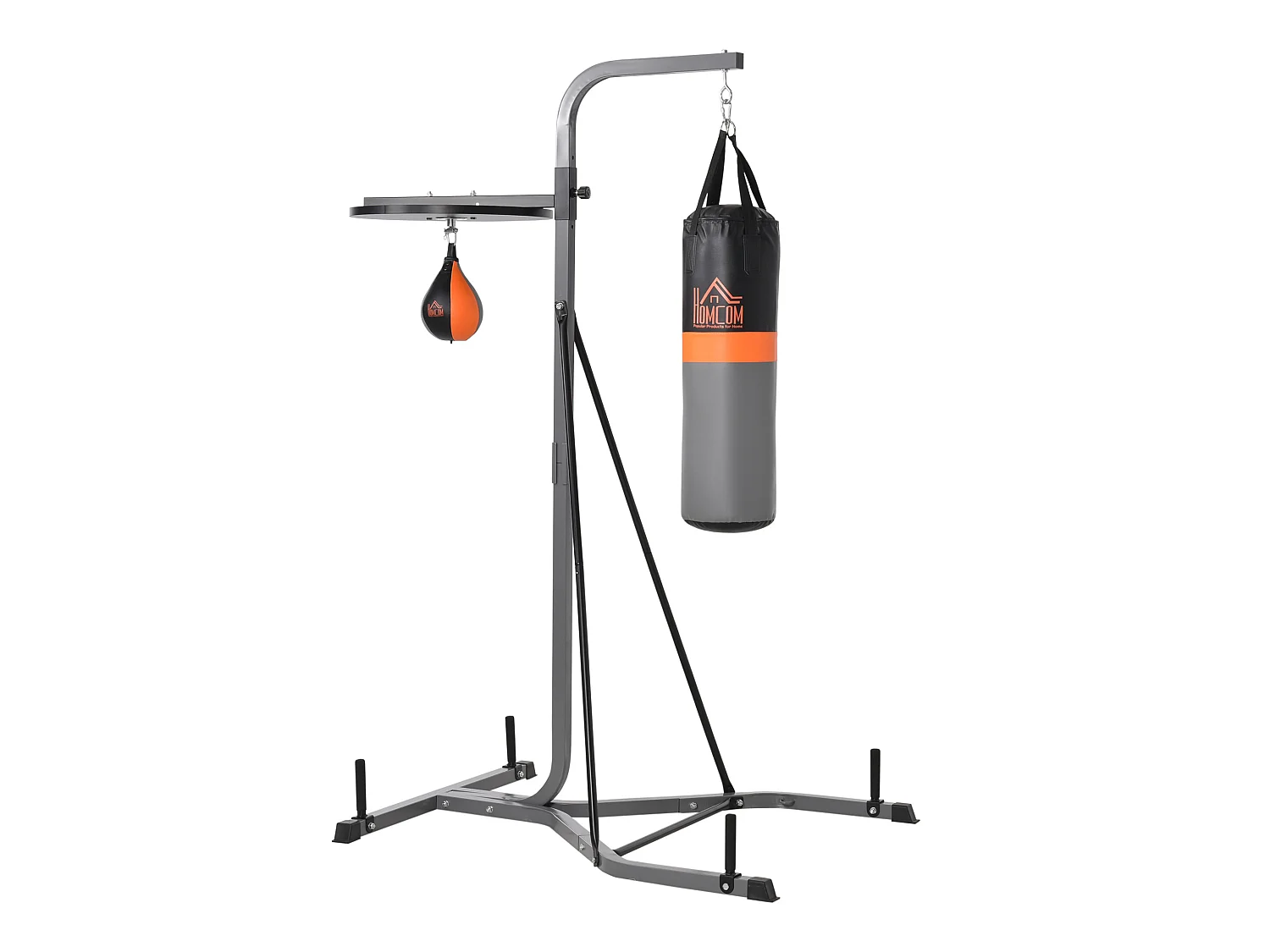 Saco de boxeo colgante con soporte negro y gris 115x157x221 cm HOMCOM