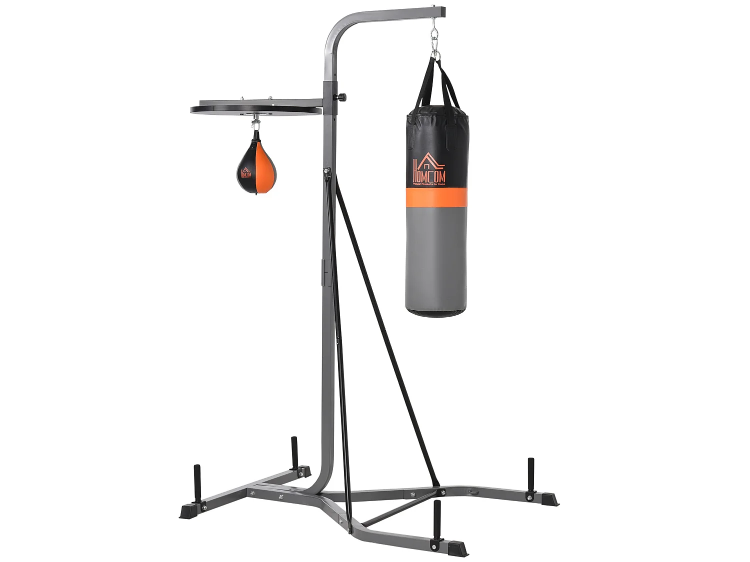 Saco de boxeo colgante con soporte negro y gris 115x157x221 cm HOMCOM