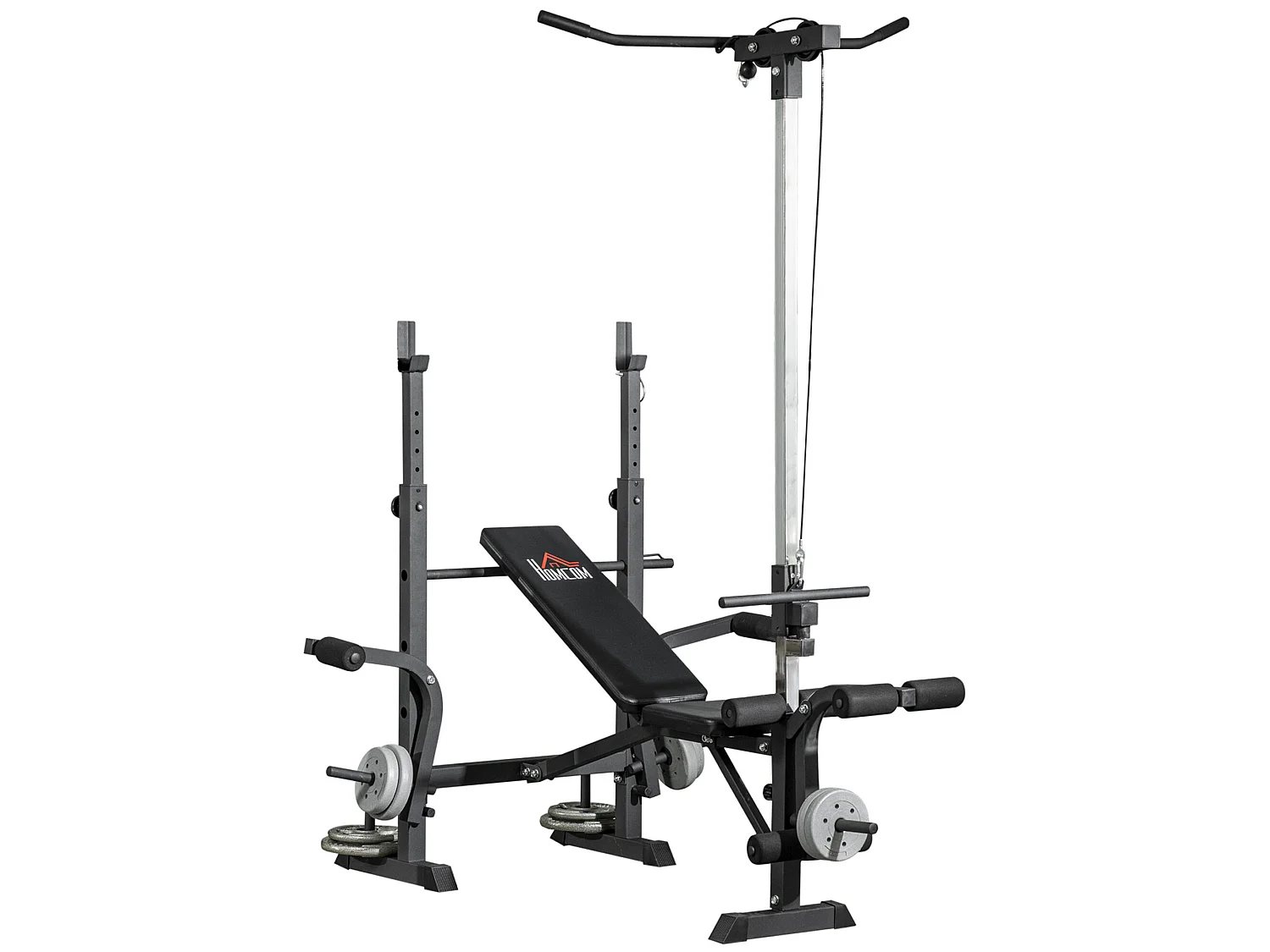 Banco de musculación plata y negro 180x134x200 cm HOMCOM