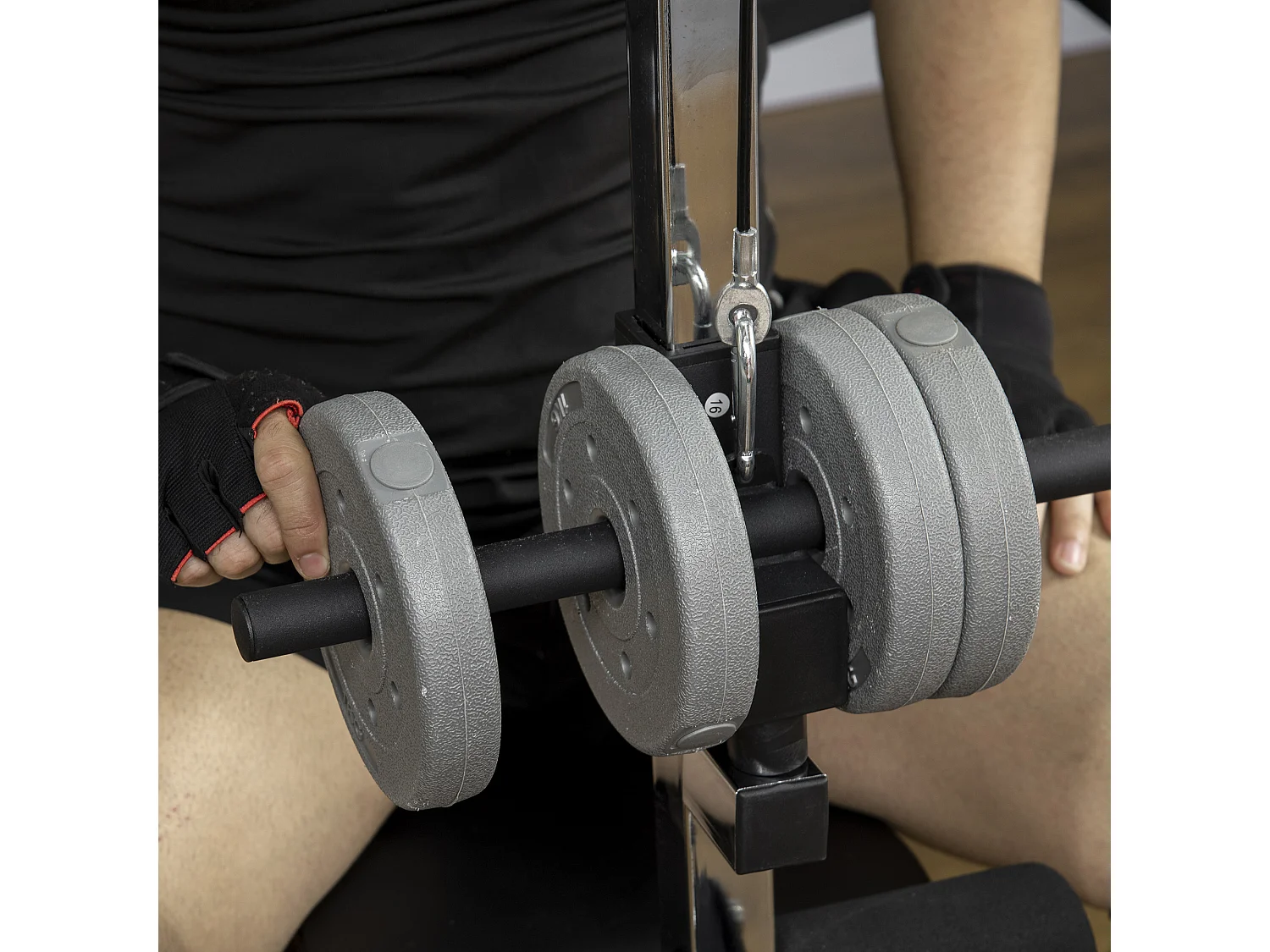 Banco de musculación plata y negro 180x134x200 cm HOMCOM