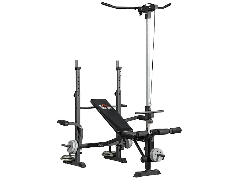 Banco de musculación plata y negro 180x134x200 cm HOMCOM