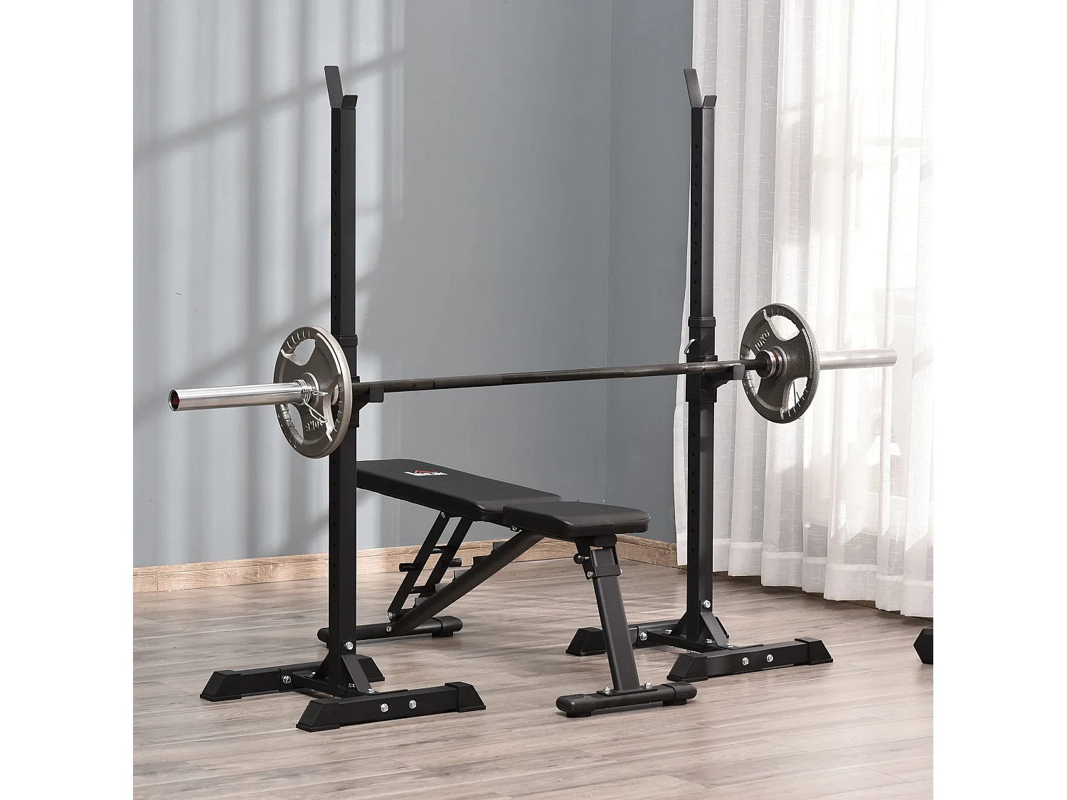 Soporte para barras de pesas negro 50x49x154 cm HOMCOM