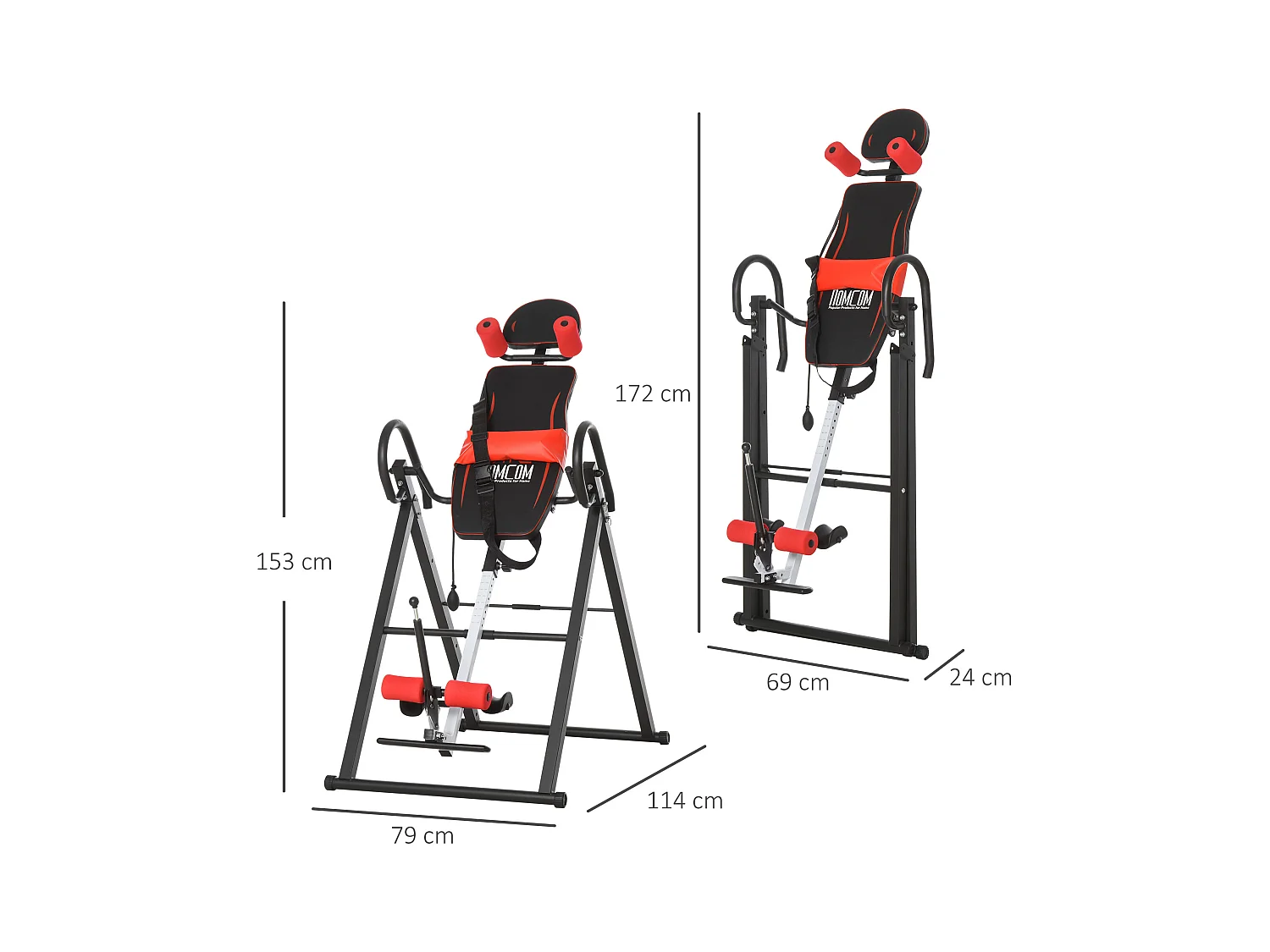 Tabla de inversión negro, rojo 79x114x153 cm HOMCOM
