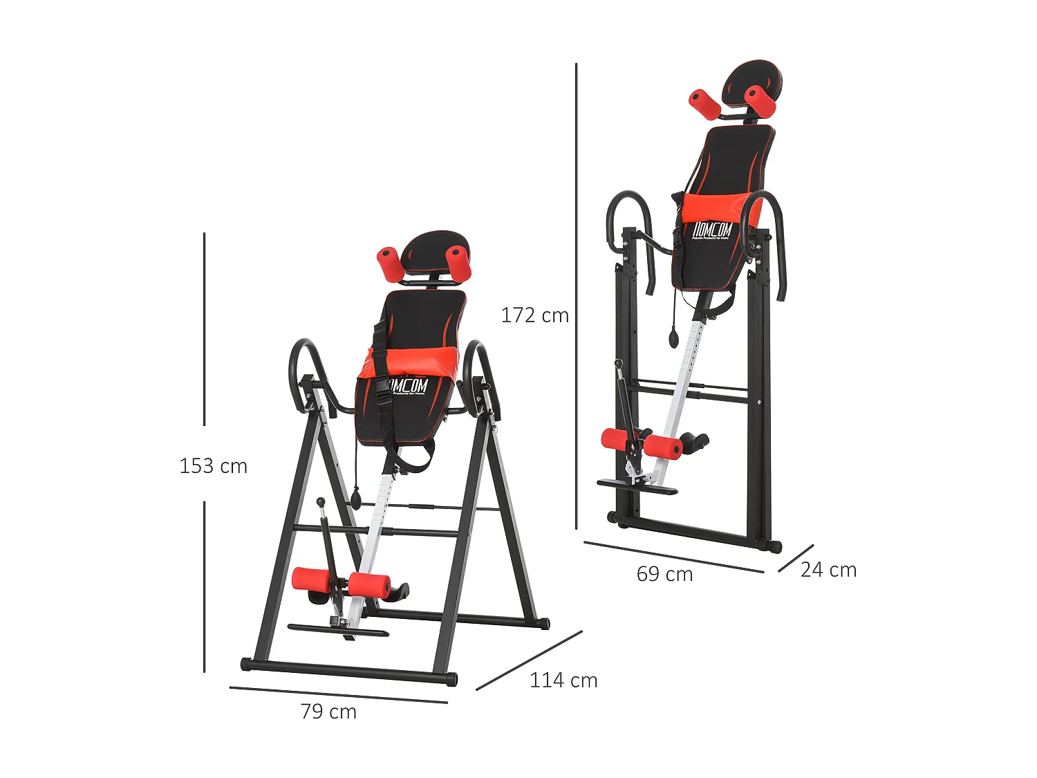 Tabla de inversión negro, rojo 79x114x153 cm HOMCOM