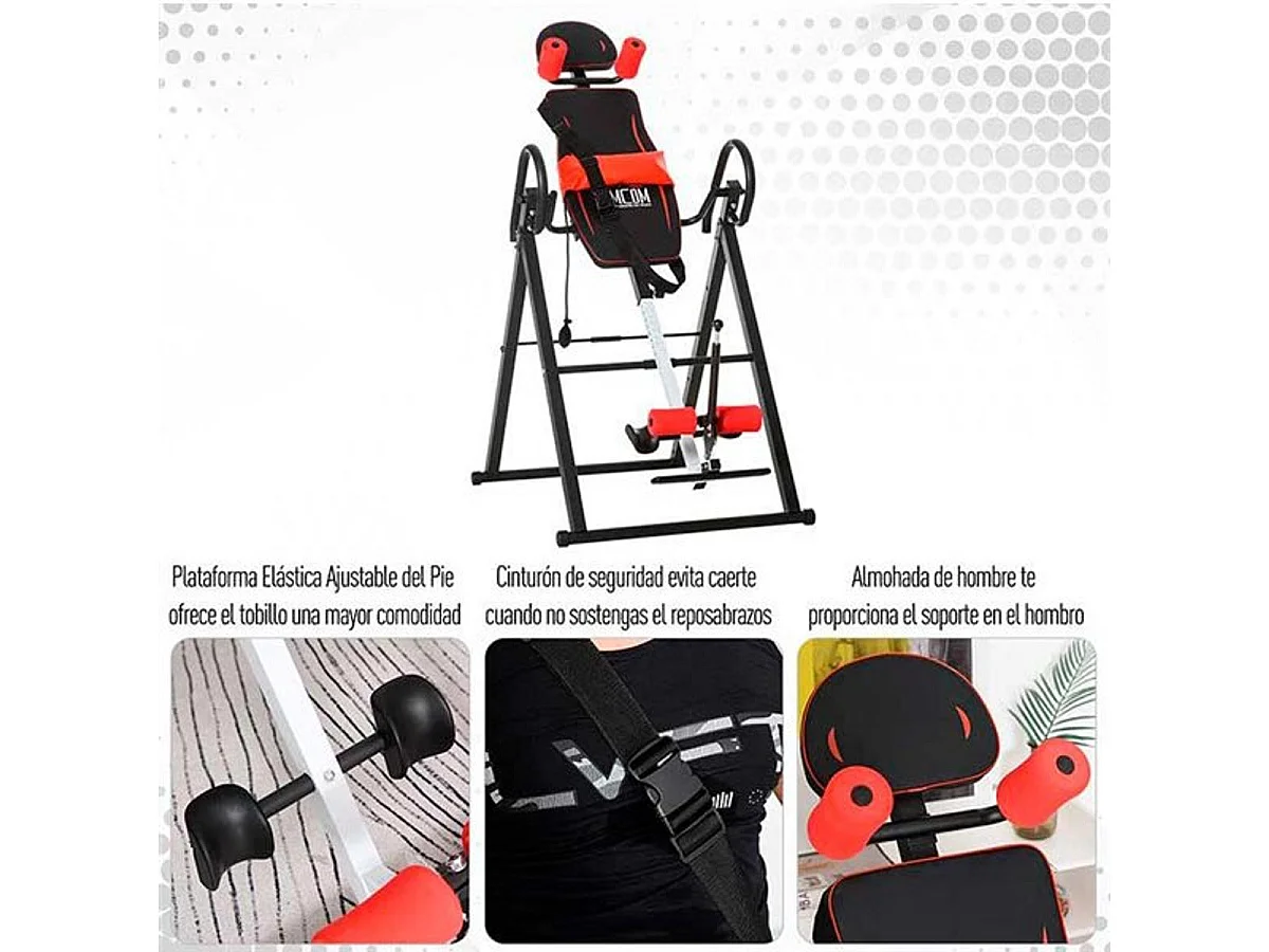 Tabla de inversión negro, rojo 79x114x153 cm HOMCOM