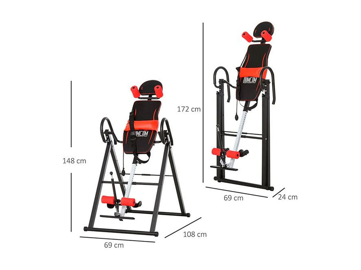 Tabla de inversión negro, rojo 79x114x153 cm HOMCOM