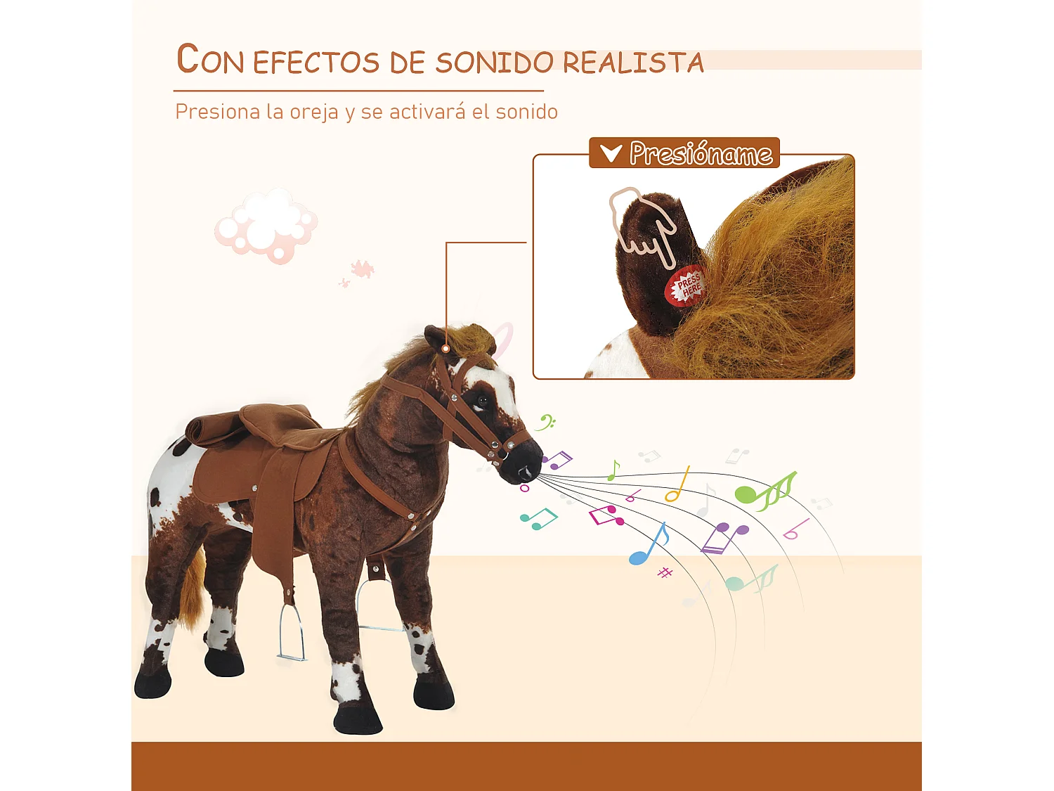 Caballo de juguete marrón 85x28x60 cm HOMCOM