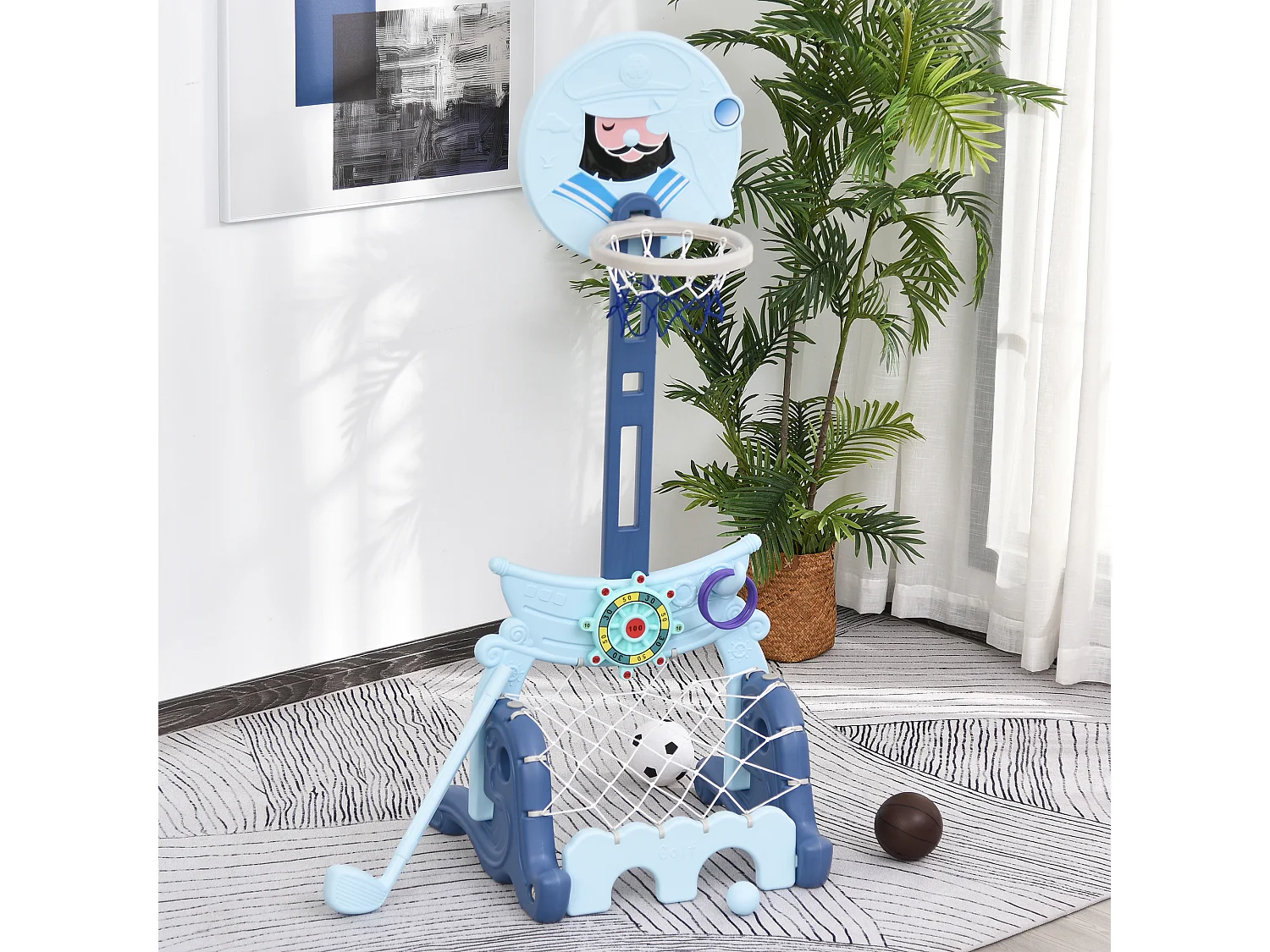 Canasta de baloncesto infantil azul 58x56x154 cm HOMCOM