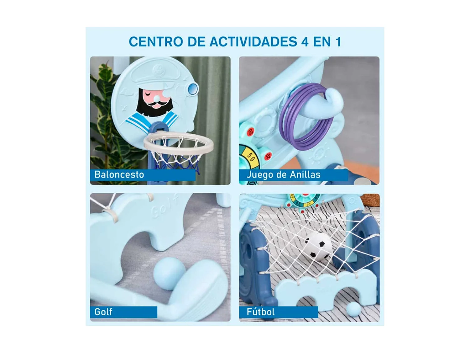 Canasta de baloncesto infantil azul 58x56x154 cm HOMCOM