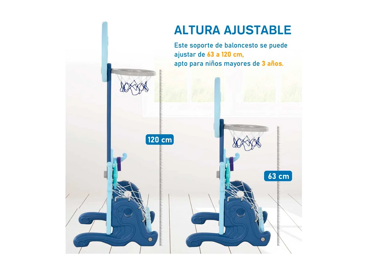 Canasta de baloncesto infantil azul 58x56x154 cm HOMCOM