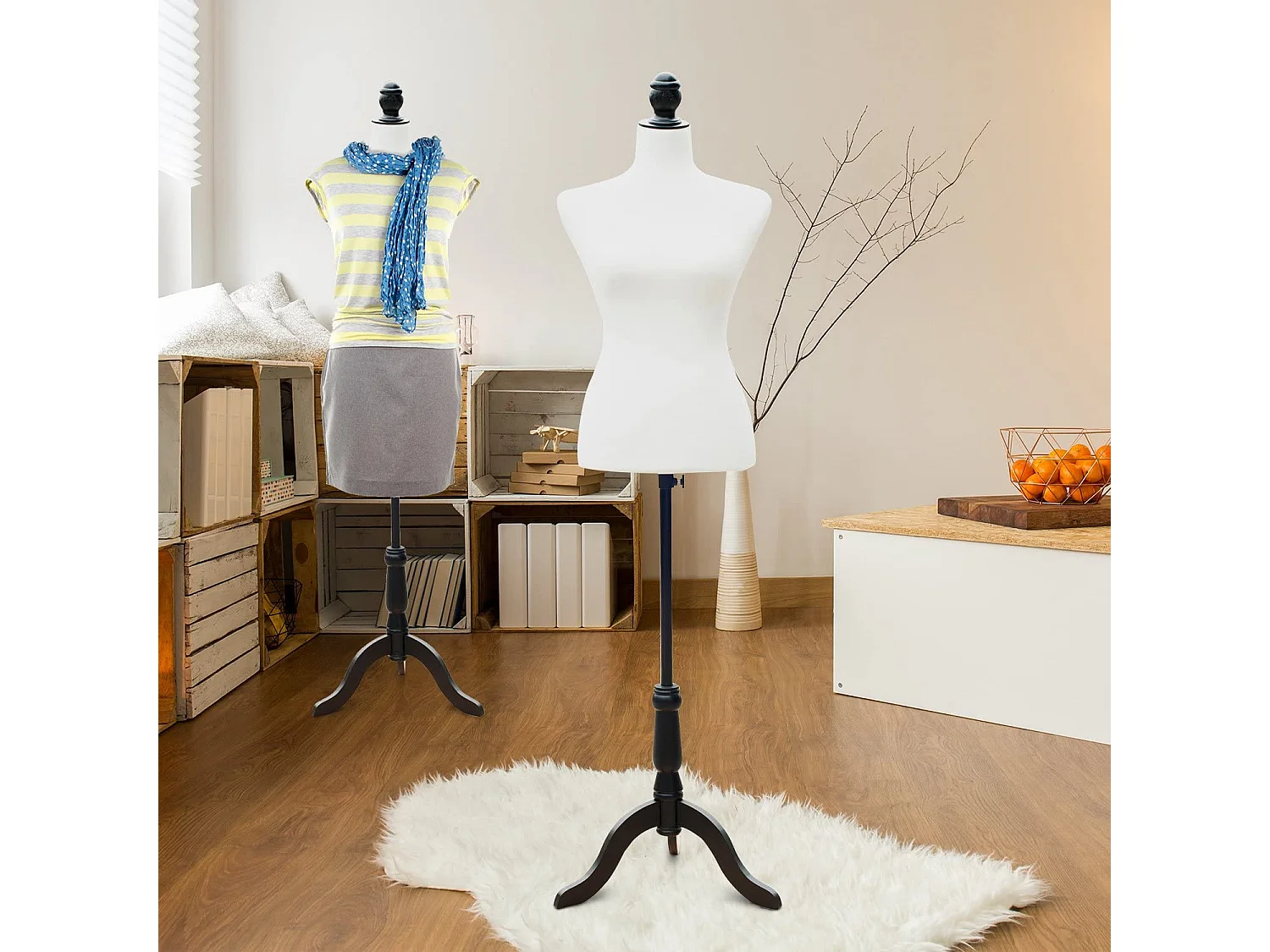 Maniquí femenino de costura blanco 38x0x168 cm HOMCOM