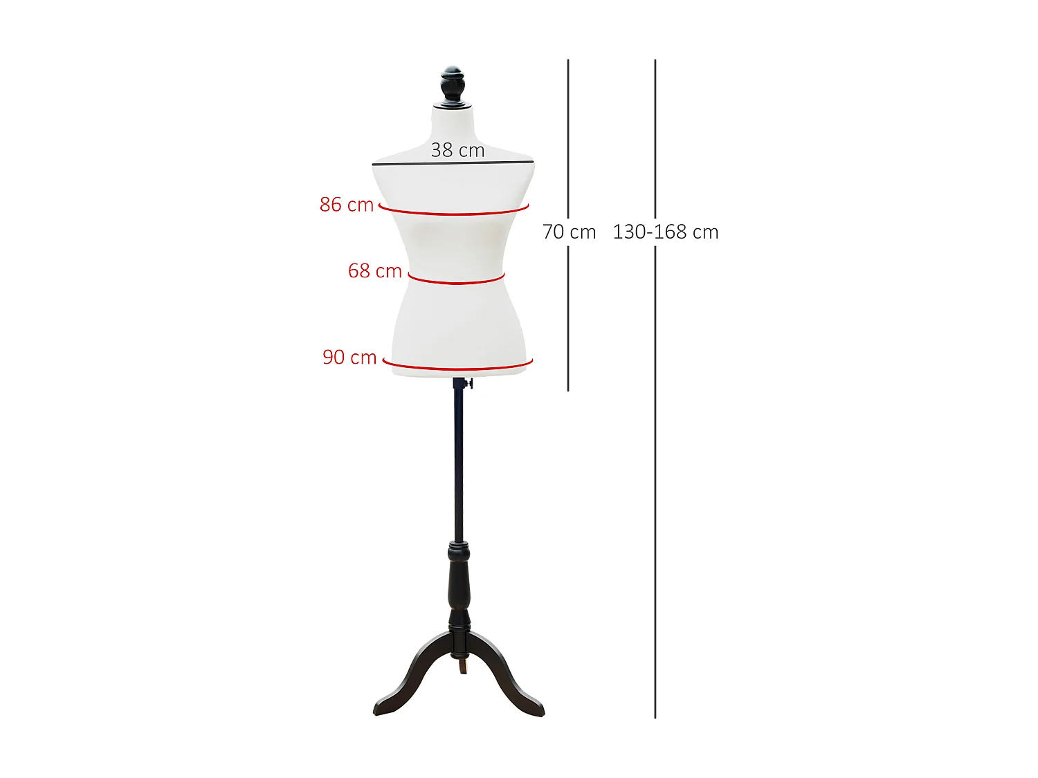 Maniquí femenino de costura blanco 38x0x168 cm HOMCOM