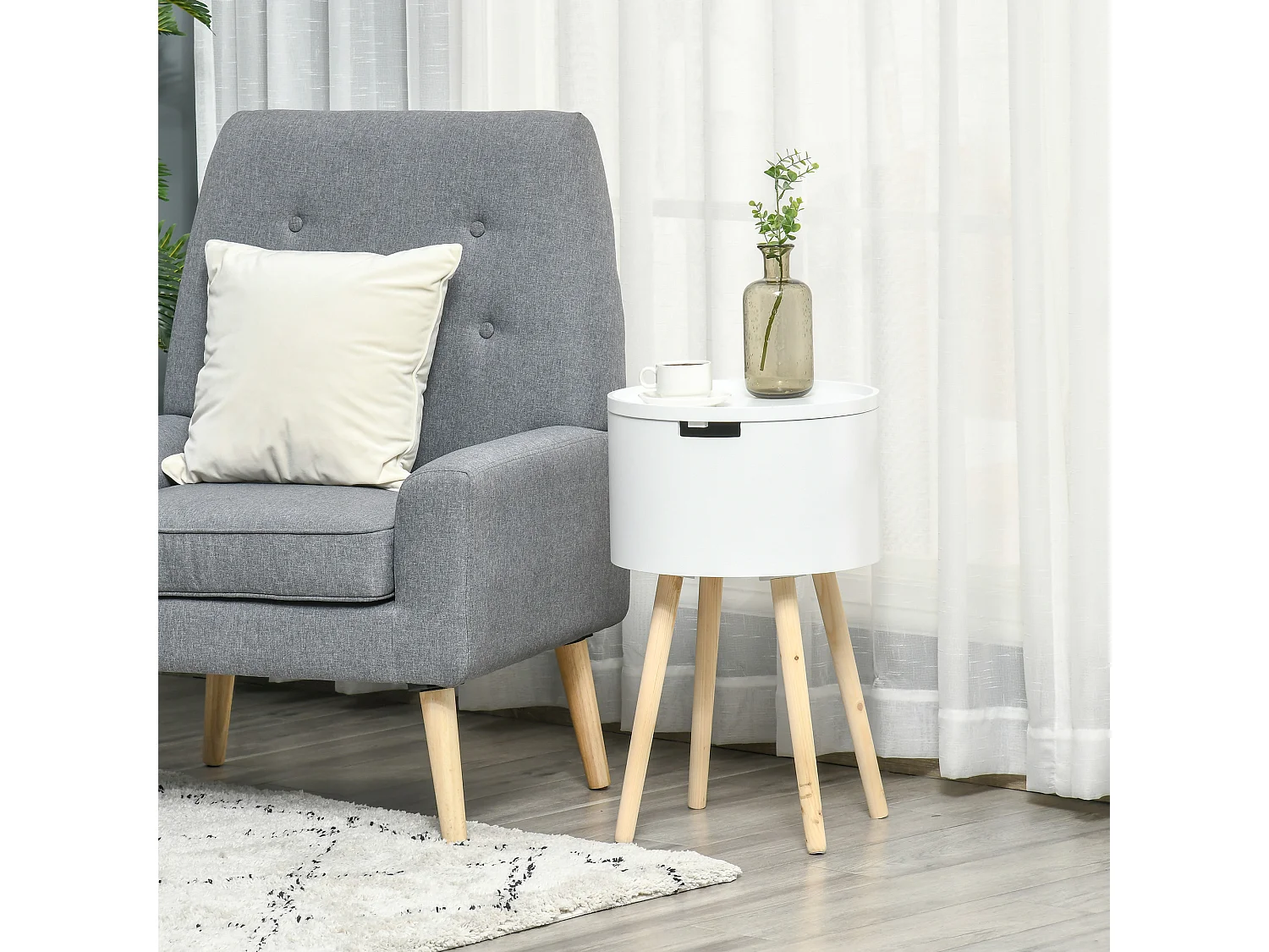 Mesa auxiliar blanco 38x38x63 cm HOMCOM