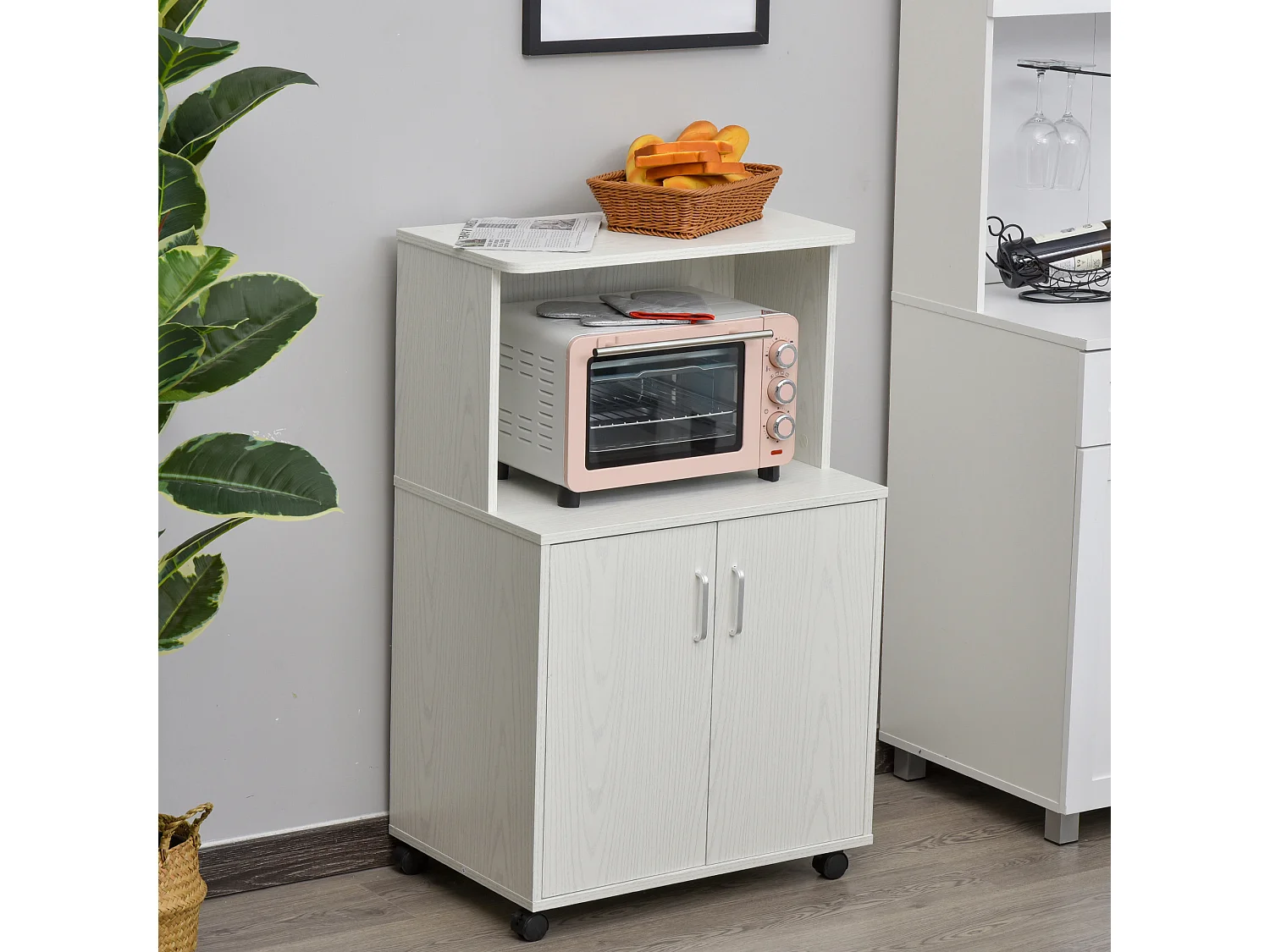 Aparador auxiliar para microondas blanco 60.4x40.3x97 cm HOMCOM