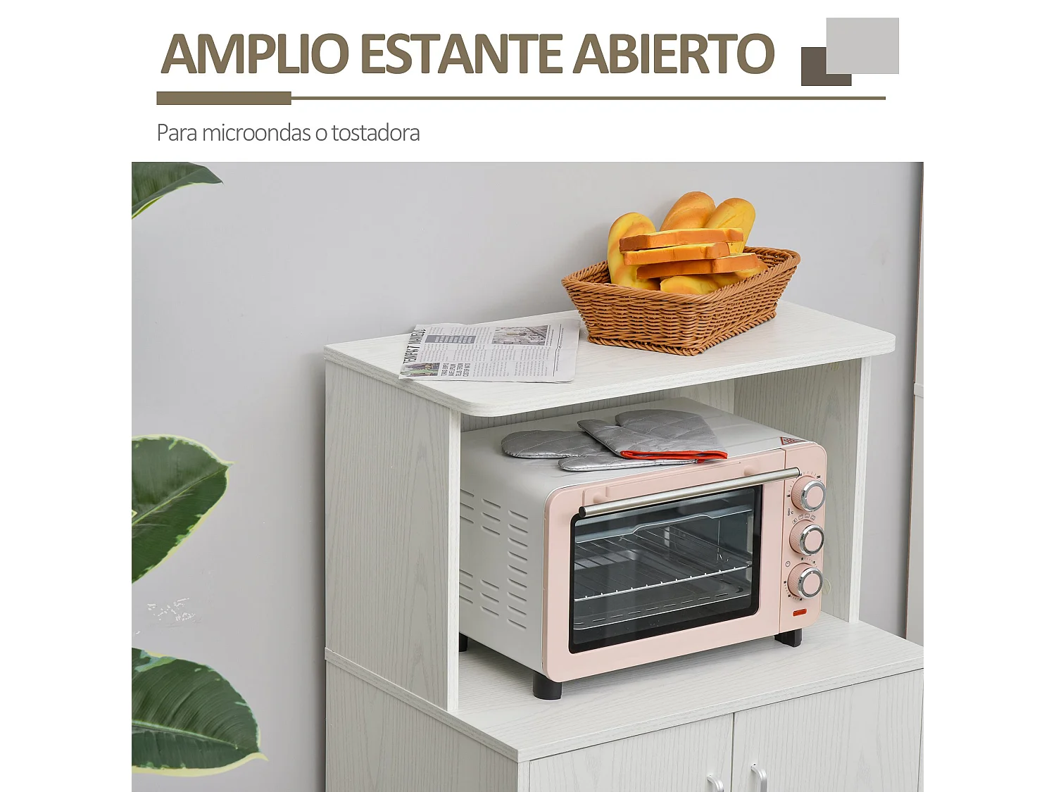 Aparador auxiliar para microondas blanco 60.4x40.3x97 cm HOMCOM