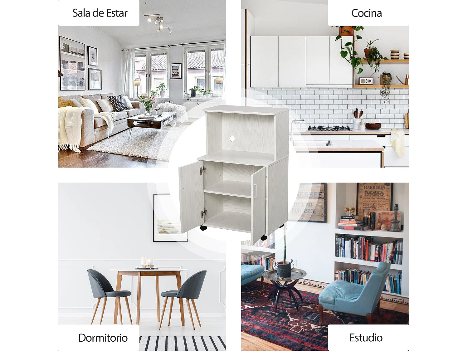 Aparador auxiliar para microondas blanco 60.4x40.3x97 cm HOMCOM