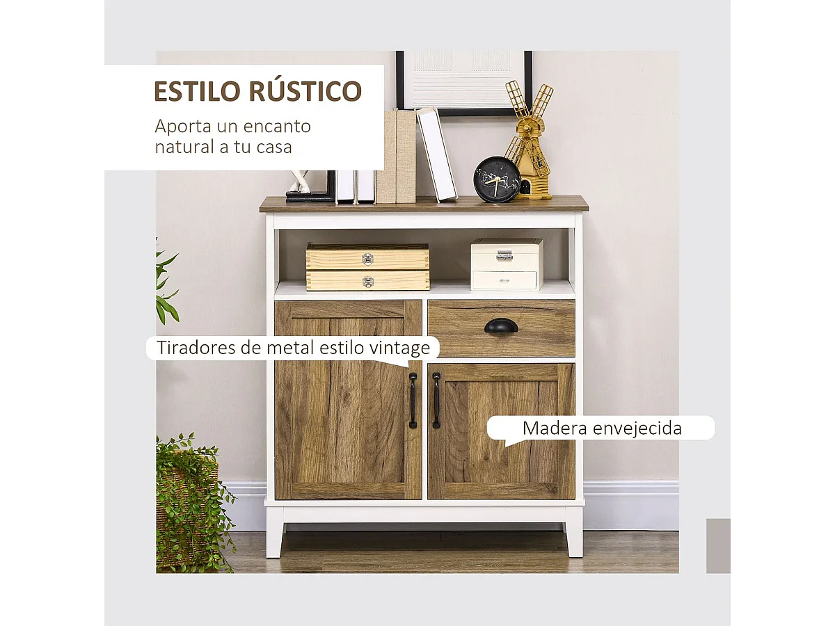 Armario de salón gris oscuro, blanco 76.6x35x81.5 cm HOMCOM