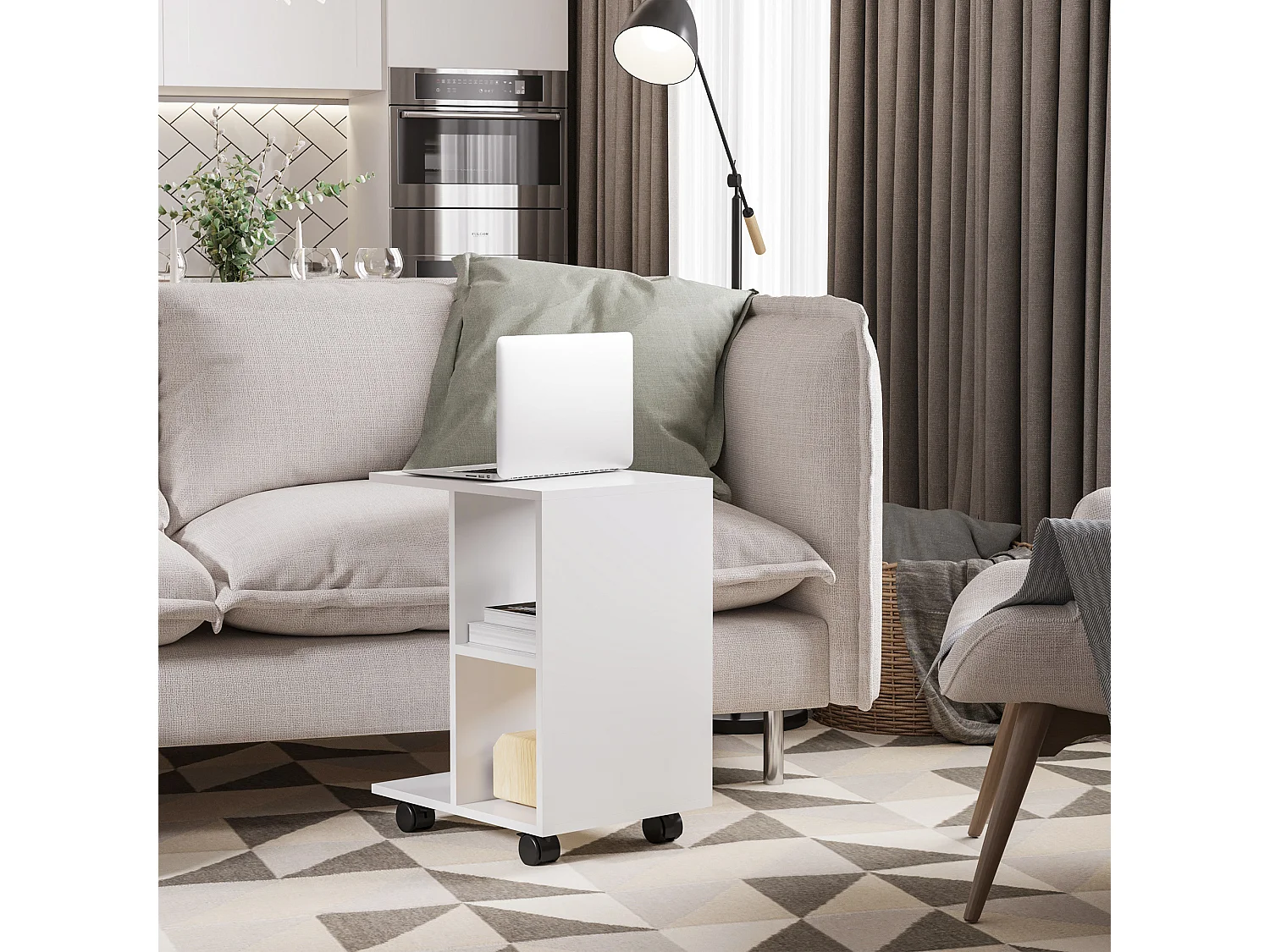 Mesa lateral blanco 45x35x58 cm HOMCOM