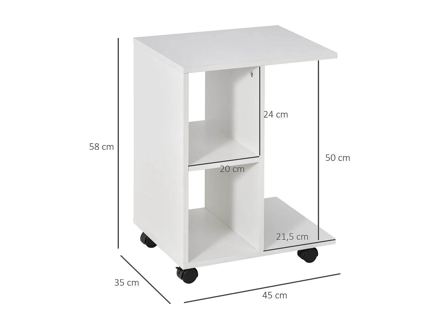 Mesa lateral blanco 45x35x58 cm HOMCOM