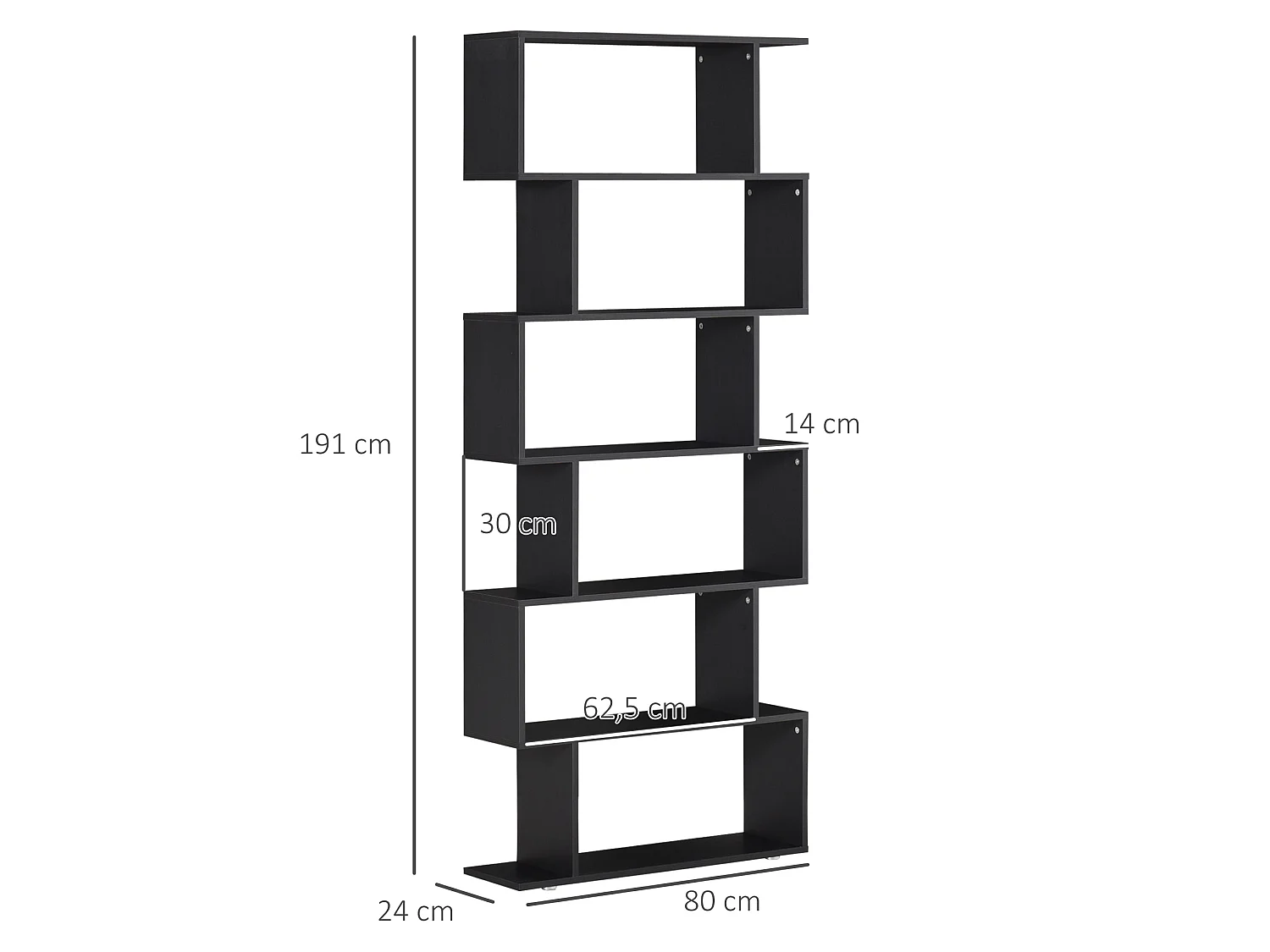 Estantería librería negro 80x24x191 cm HOMCOM