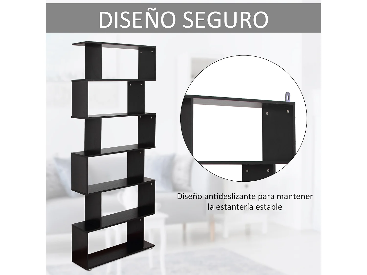 Estantería librería negro 80x24x191 cm HOMCOM