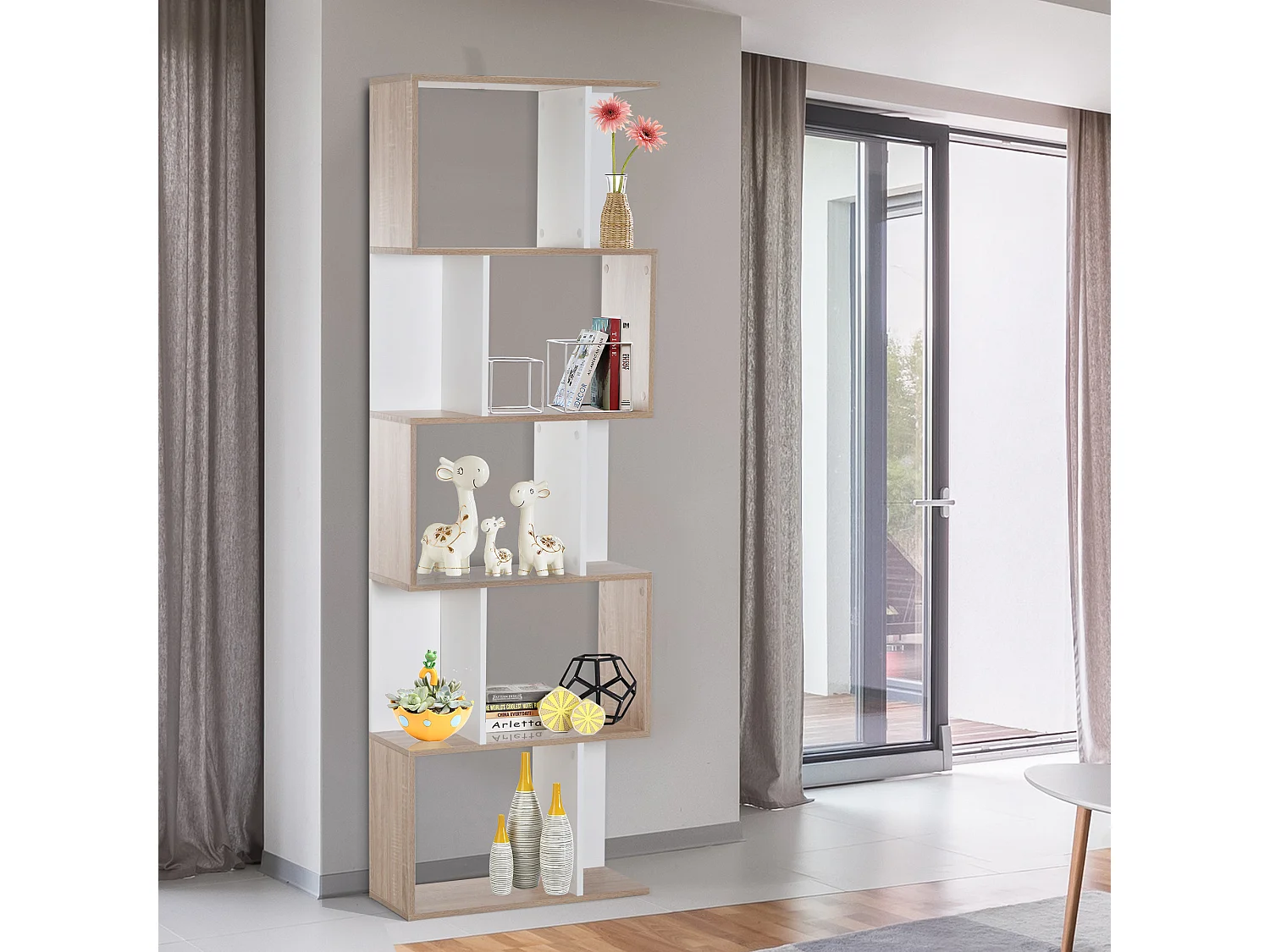 Estantería librería madera y blanco 60x24x184.5 cm HOMCOM