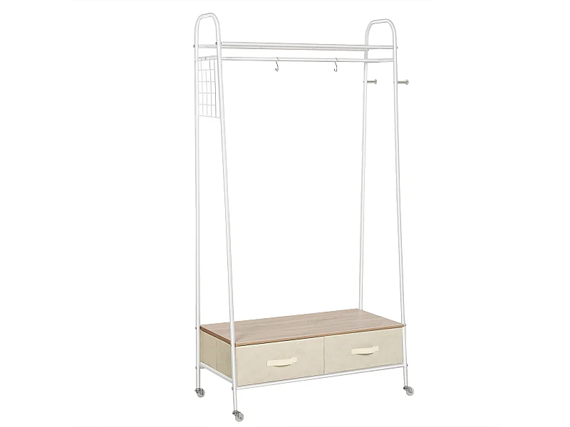 Perchero metálico con ruedas blanco y beige 99x47x185cm HOMCOM